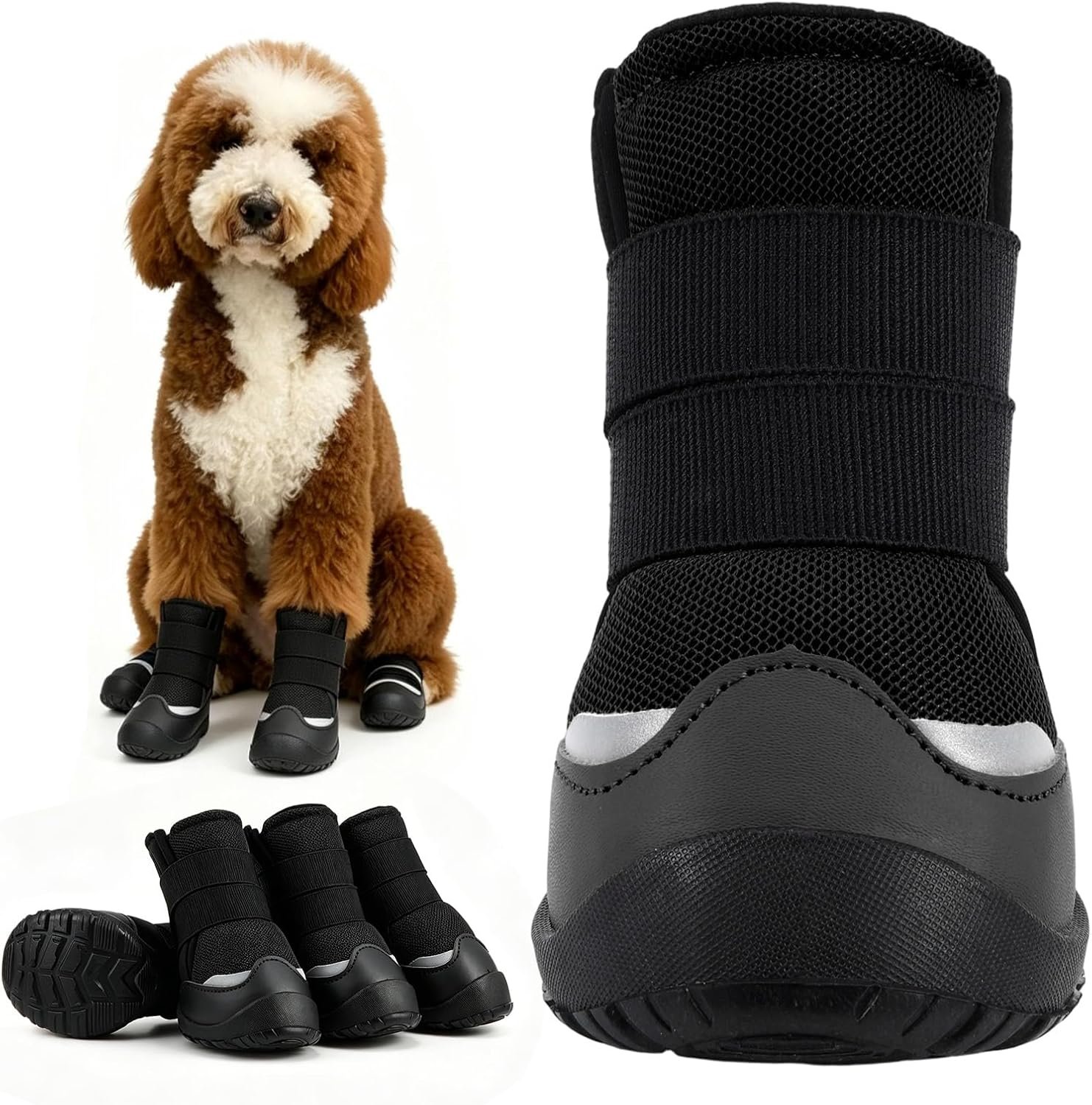 Dog Boots,Rugged Anti-Slip Sole Paw Protectors for Medium Large Dogs,Boots & Paw Protectors with Adjustable Straps,Waterproof Dog Booties for Hot Pavement,Snow,Hiking(Black,#5)