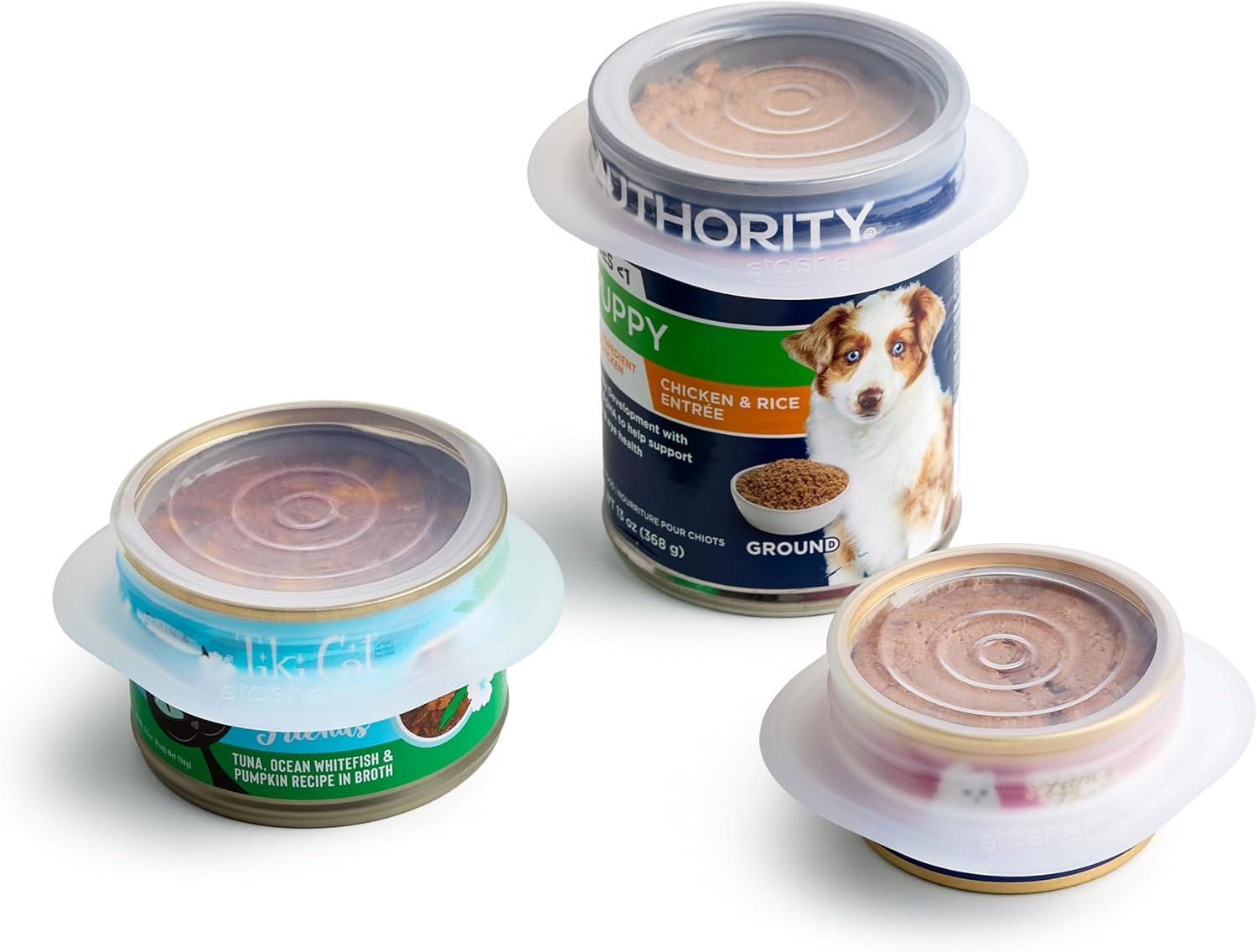 Stasher Pet Reusable Silicone Stretch Lids for Cans, Food Covers 3-Pack