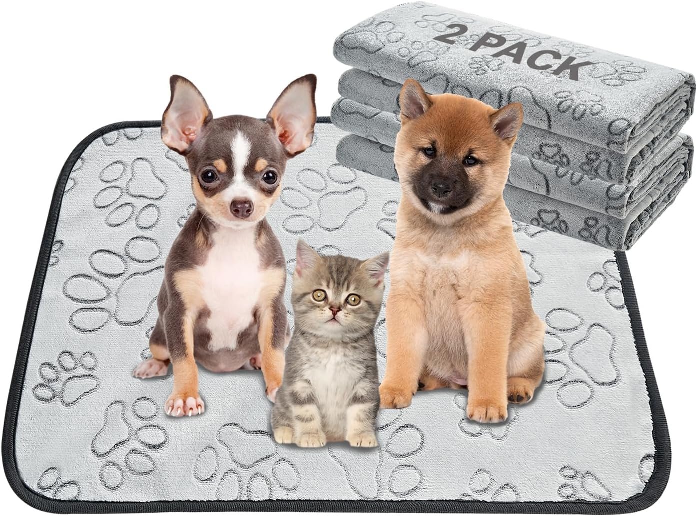 Qeils Reusable Puppy Pads, Washable Pee Pads, Leakproof 18″x 24″ 2 Pack