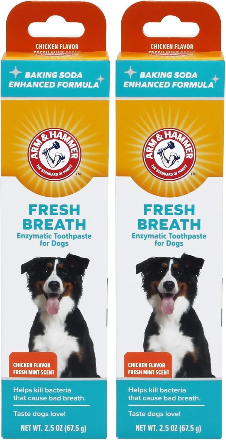 Arm & Hammer for Pets Dental Enzymatic Toothpaste for Dogs | No More Doggie Breath | Dog Toothpaste Safe for All Dogs and Puppies, Advanced Care, Chicken Flavor 2.5 Ounce (Pack of 2)