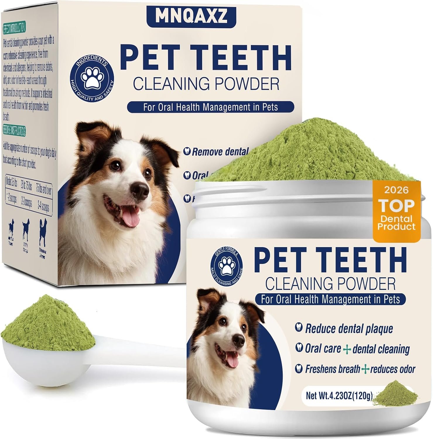 Dental Powder for Dogs Teeth Fresh Breath and Teeth Cleaning Contains Natural Ingredients and Probiotics Dental Powder Dog Tartar and Plaque Removes Tooth Cleaner for Dogs 120g (60-Day Supply)