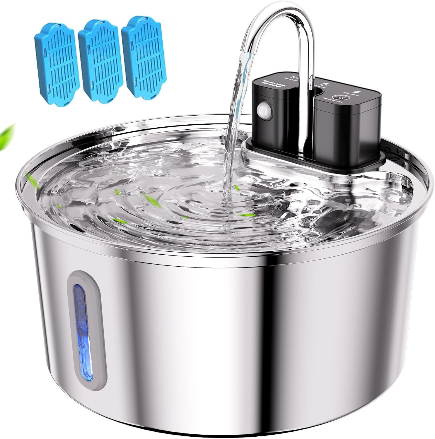 Tomxcute Cat Water Fountain Stainless Steel, 108oz Wireless Pet Fountain