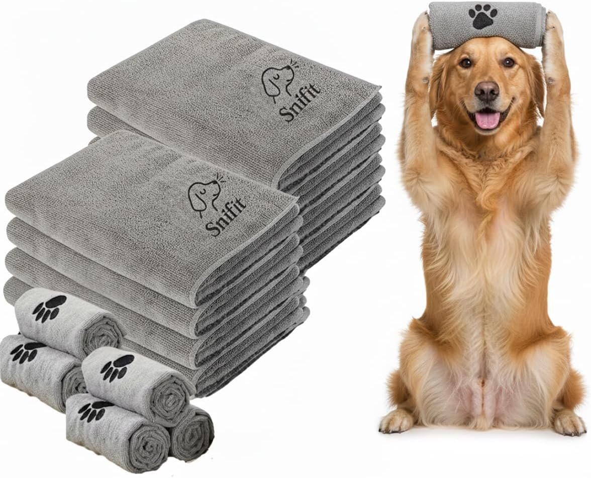 Dog Towel Keeps Your Pet Cozy After Every Use – Microfiber Towels for Drying Dogs & Cats – Quick & Efficient Grooming Gray Towel for Outdoor Play – Gently Dries Your Pet’s Fur 23.6X39.4in l Large
