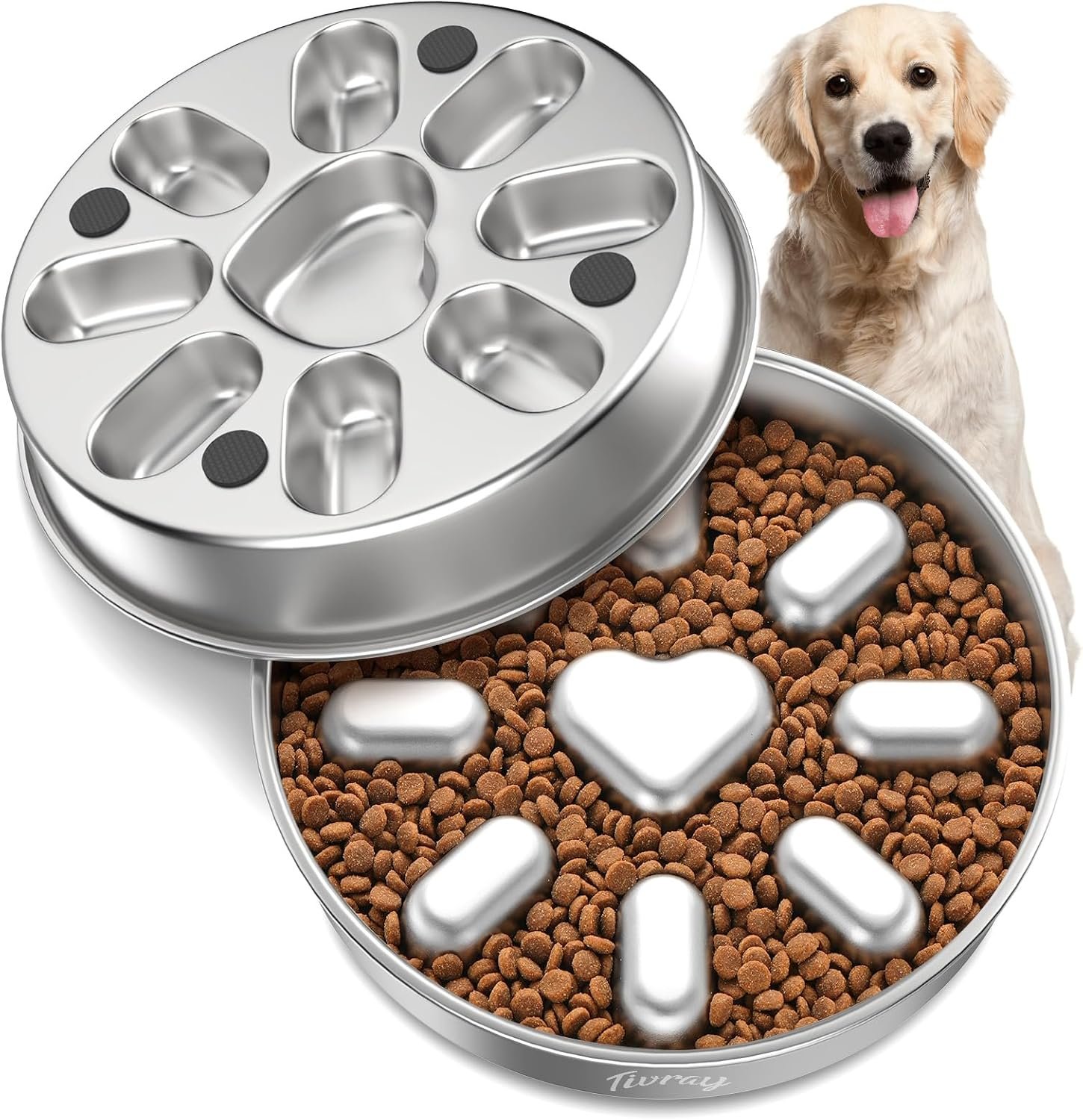 Slow Feeder Dog Bowls, 304 Stainless Steel Slow Feeder Bowl, 3 Cups