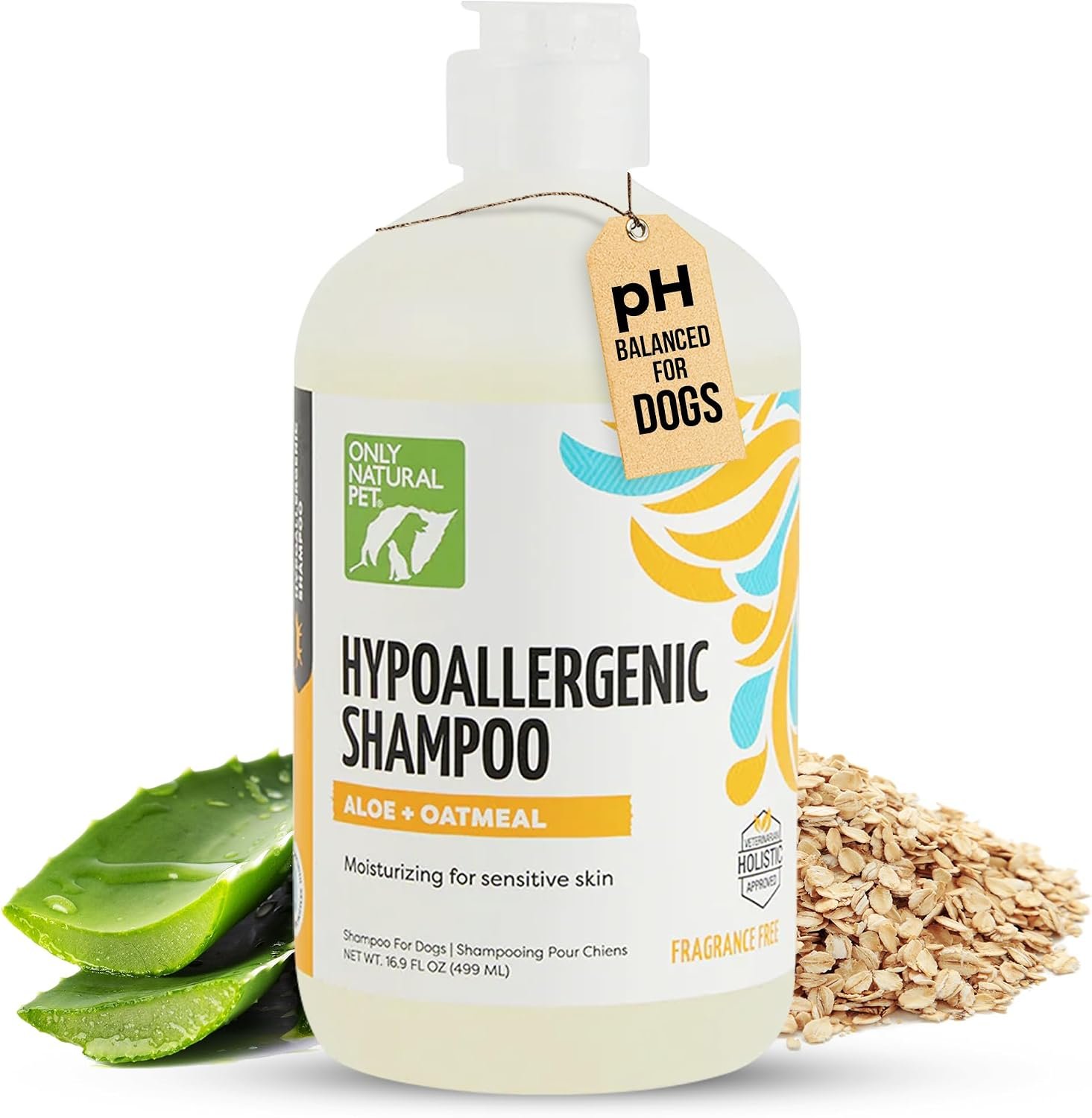Only Natural Pet Hypoallergenic Shampoo with Aloe & Oatmeal for Dogs – Moisturizing Dog Shampoo and Ultra-Nourishing Care for Dry, Itchy, and Sensitive Skin – 16.9 oz