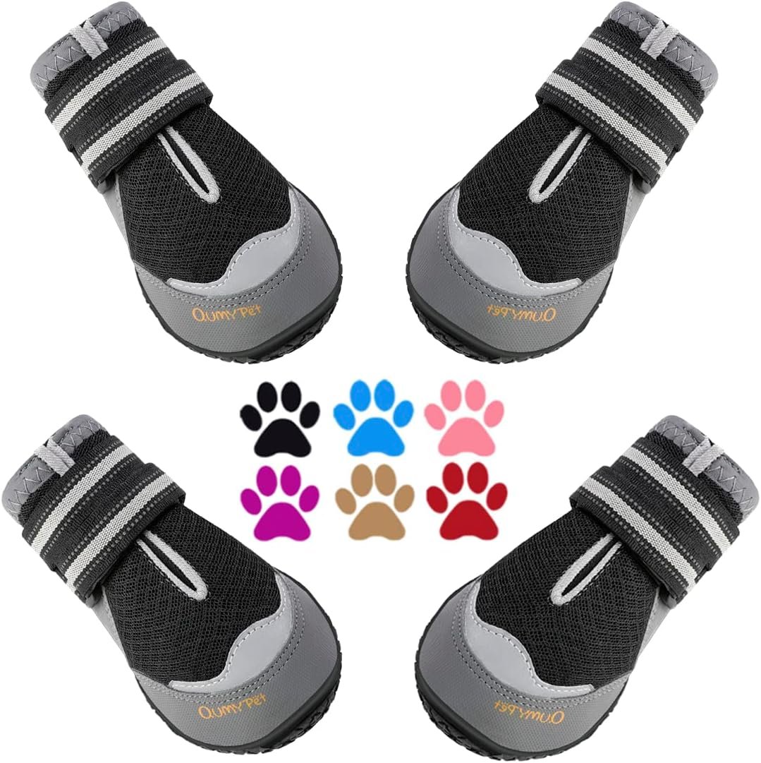 QUMY Dog Shoes for Large Medium Dog Boots & Paw Protectors for Hot Pavement