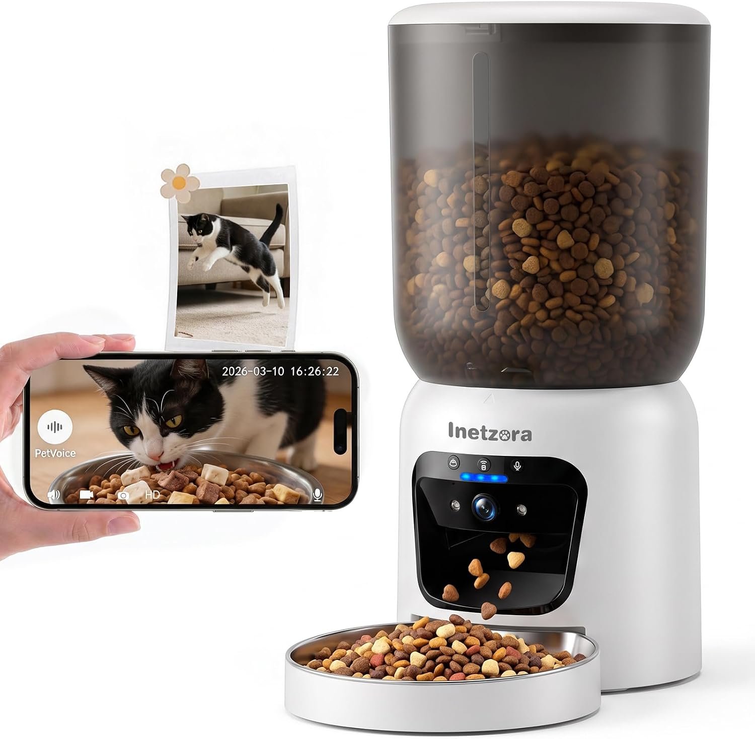 Automatic Cat Feeder with 2K Camera: 5G WiFi Auto Dog Feeder – 6L
