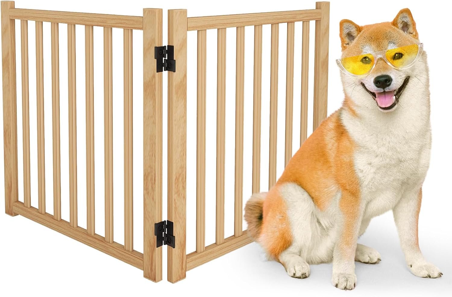 Wooden Freestanding Dog Gates Indoor- 23″ Height 2 Panels