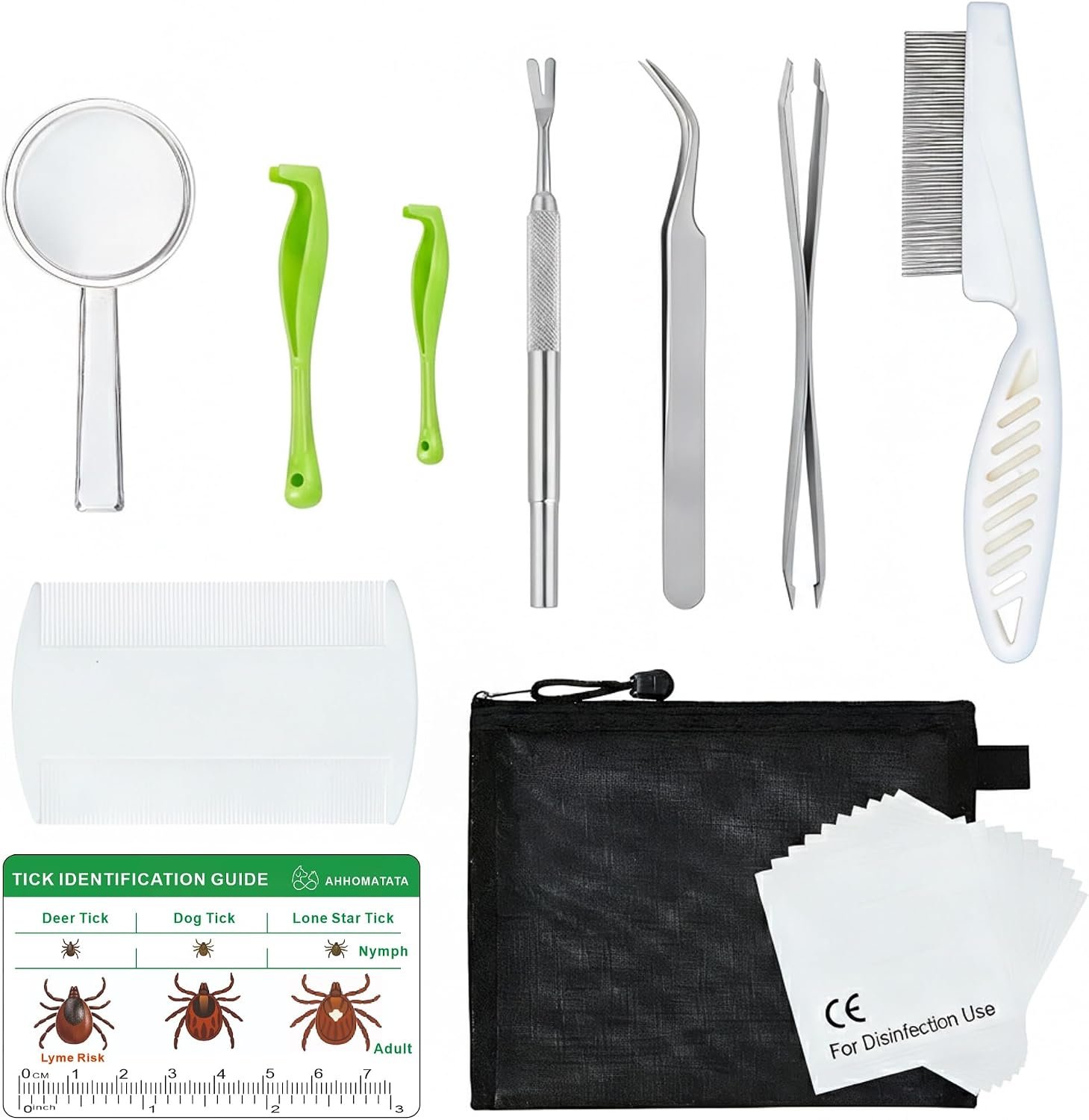 Tick Removal Tool & Twister Kit for Dogs, Cats & Humans, 10-in-1 Stainless Steel Tick Removers & Tick Puller Set – Professional Tick Tweezers Tool for Camping, Hiking & Dog Tick Remover