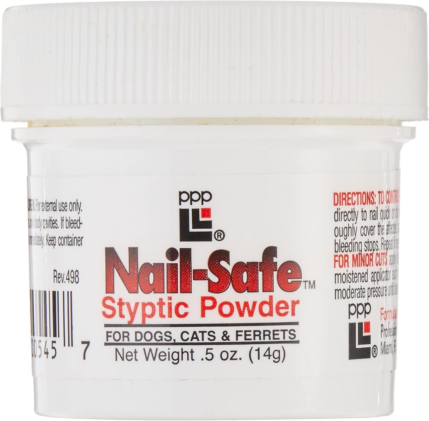 PPP Nail-Safe Styptic Powder for Dogs & Cats – Quickly Stops Bleeding from Nail Clipping – for Groomers and Veterinarians – 0.5 oz