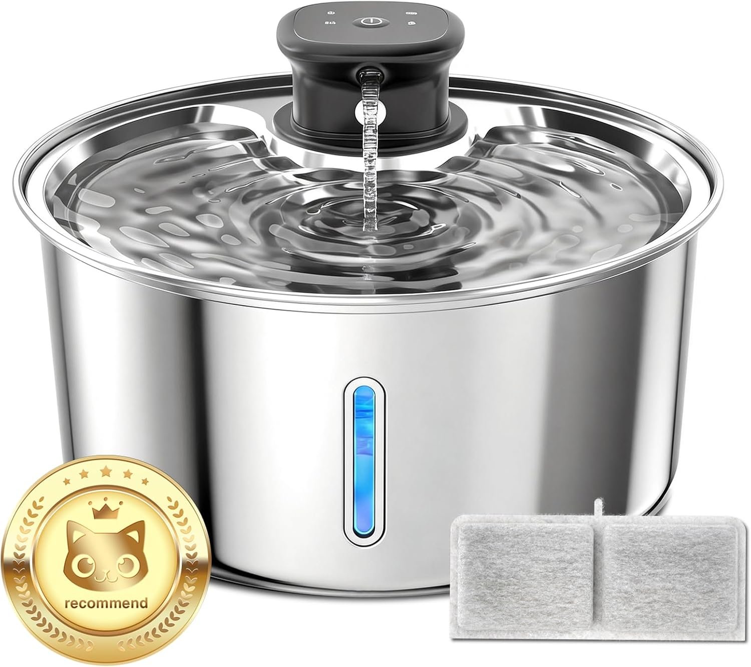 Jzlapro Wireless Cat Water Fountain,108oz Stainless Steel,Battery Operated