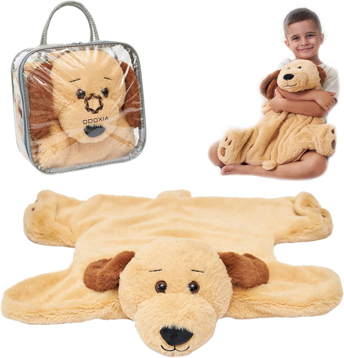ODOXIA Weighted Lap Pad for Kids | Calming & Comforting | Weighted Lap Animal | Dog Buddy | Sensory Weighted Animals | Weighted Lap Blanket for Sensory Needs | Carrying Bag Included | 5 Lbs