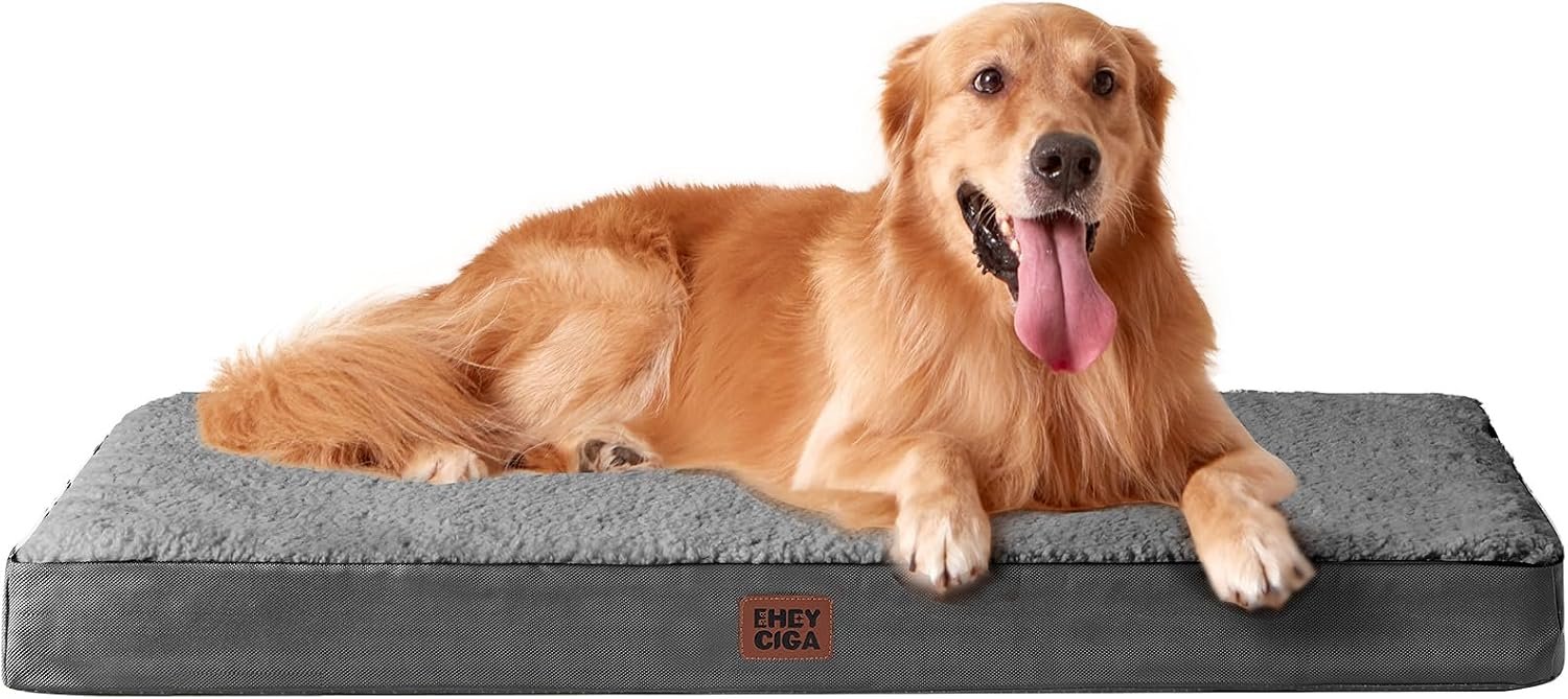 EHEYCIGA Orthopedic Dog Bed Large with Removable Washable Cover, 44IN Grey