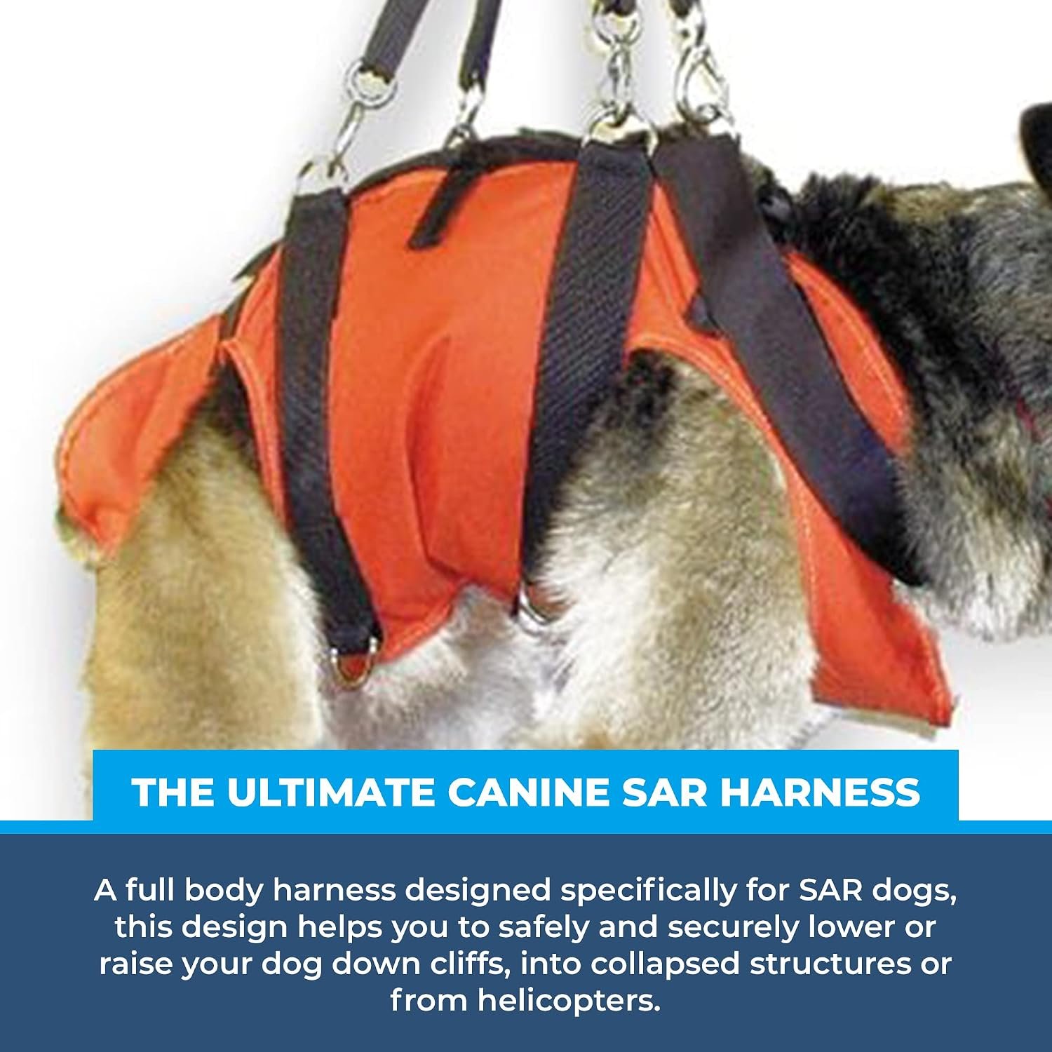 Rock-N-Rescue SAR Dog Harness – Heavy Duty Wear-Resistant Nylon, Sizes to Support Small and Large Dogs, Orange, Medium