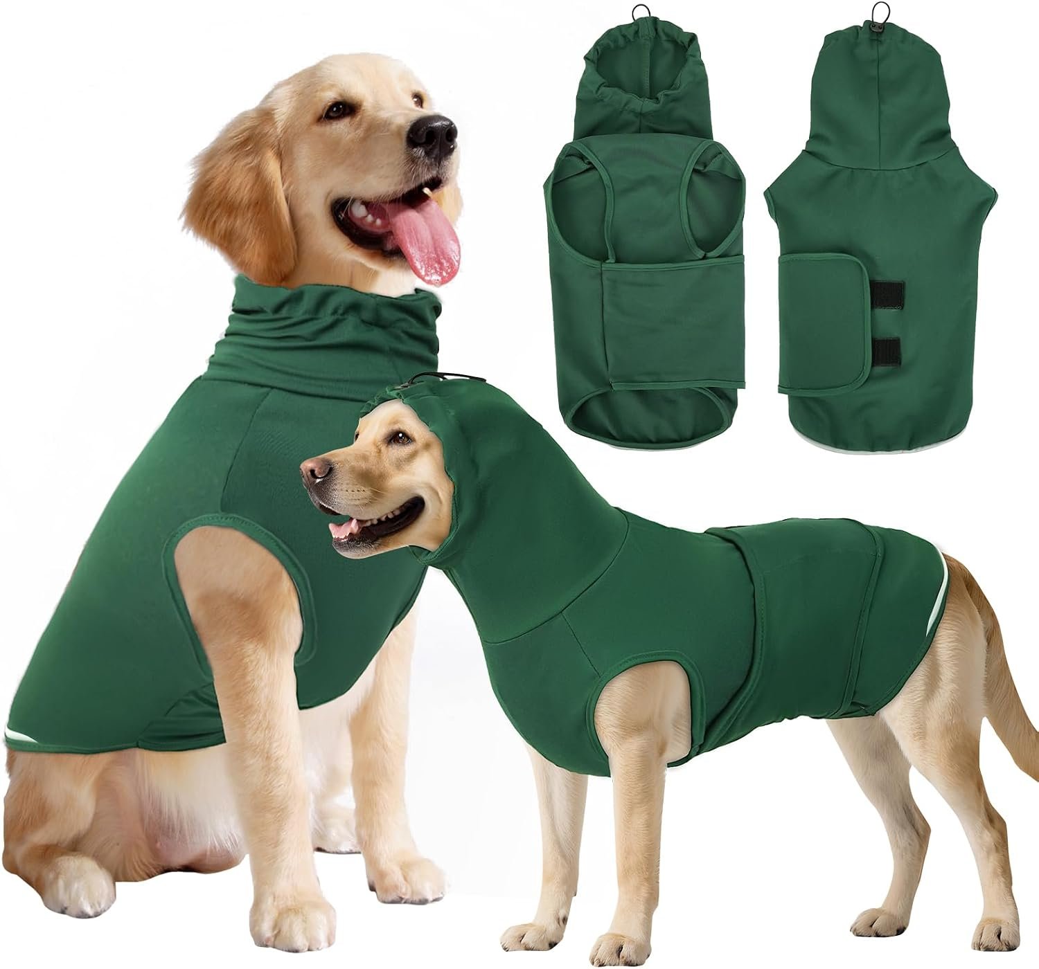 Thunder Vest for Dogs Anxiety, Dog Thunder Jacket for Thunder, Fireworks, Vet Visits & Separation, Keep Pet Calm Without Medicine, Anti Anxiety Vest for Dogs and Cat Body and Ear (Green, X-Large)