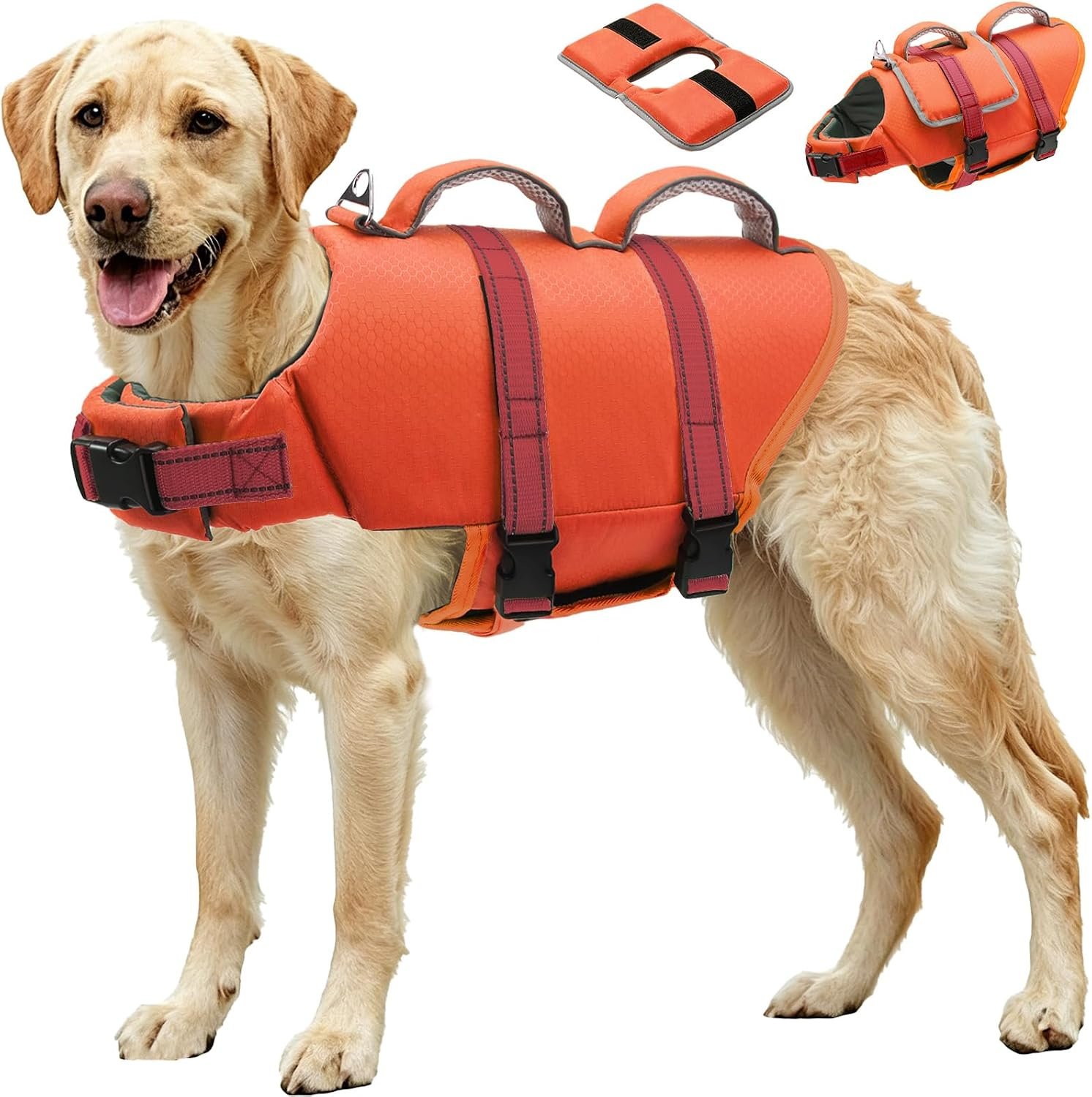 EMUST Dog Life Vest for Swimming, Dog Life Jacket with 2 Rescue Handles
