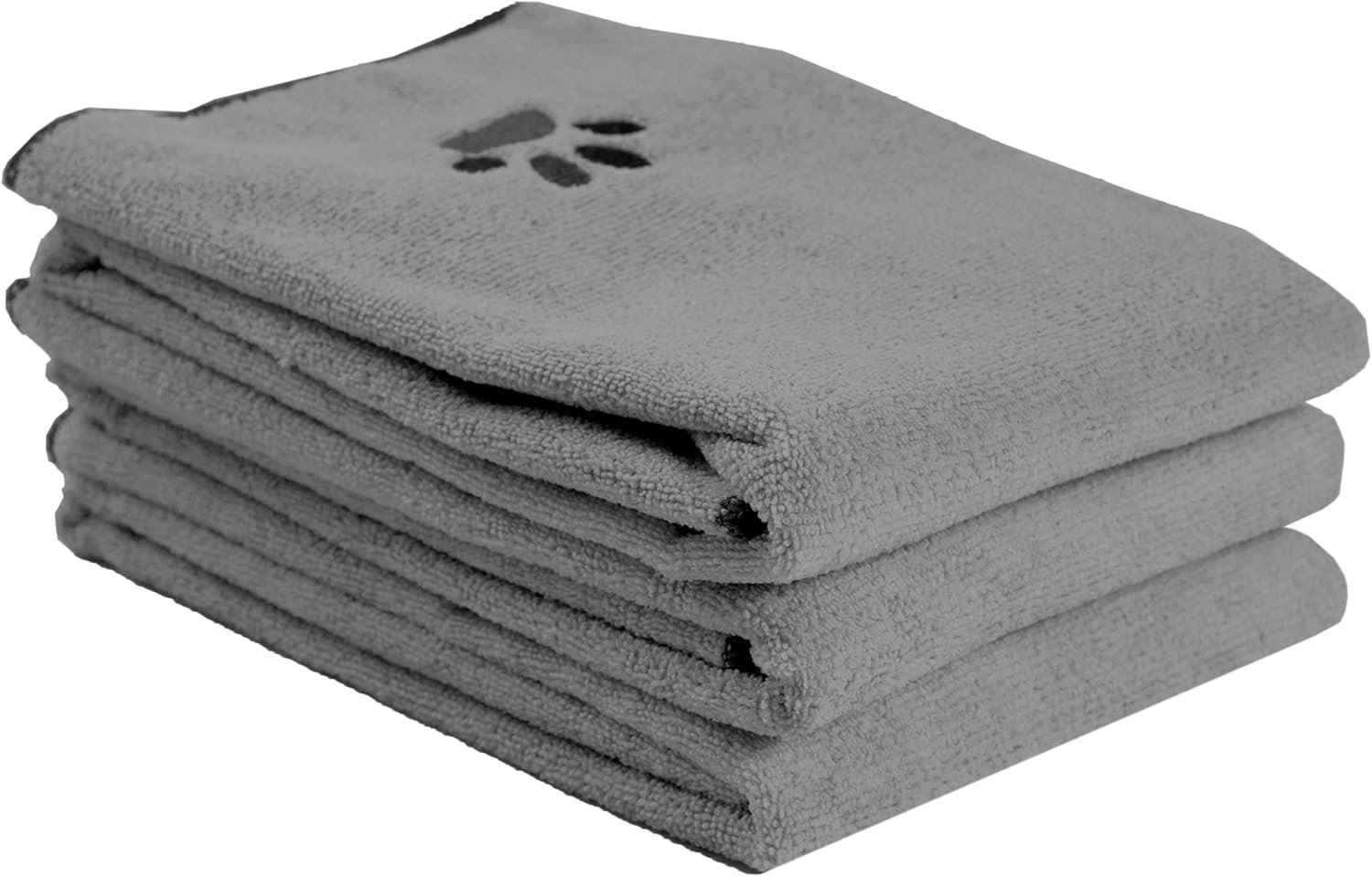 Ritz Premium Embroidered Microfiber Pet Towel (3-Pack), 18″ x 28″, Highly Absorbent, Fast-Drying, Long-Lasting, Super Soft 80% Polyester and 20% Polyamide Pet Cloth, Grey