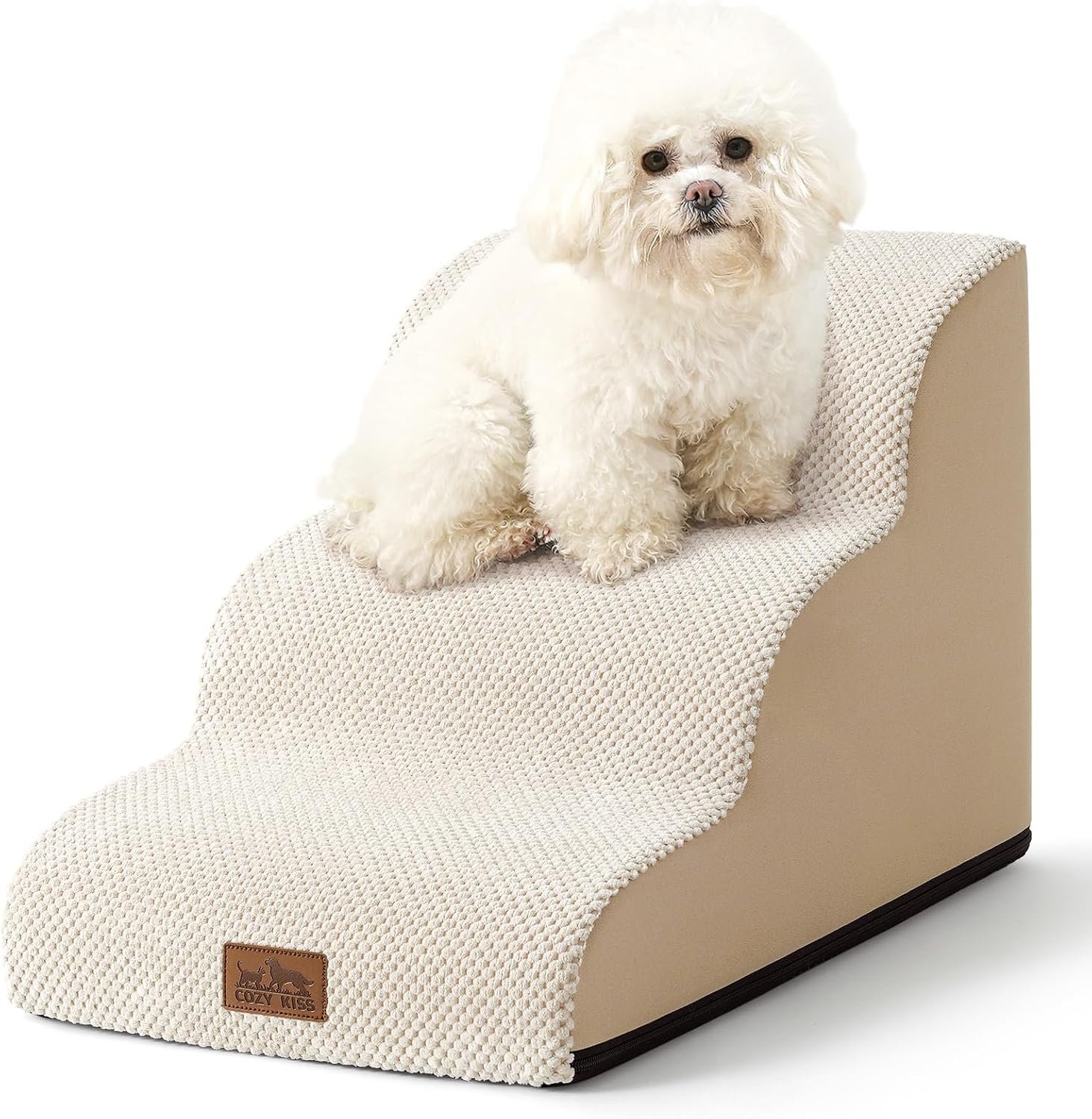COZY KISS Dog Stair for Small Dog 15.7″ H, 3 Step Pet Ramp for Couch