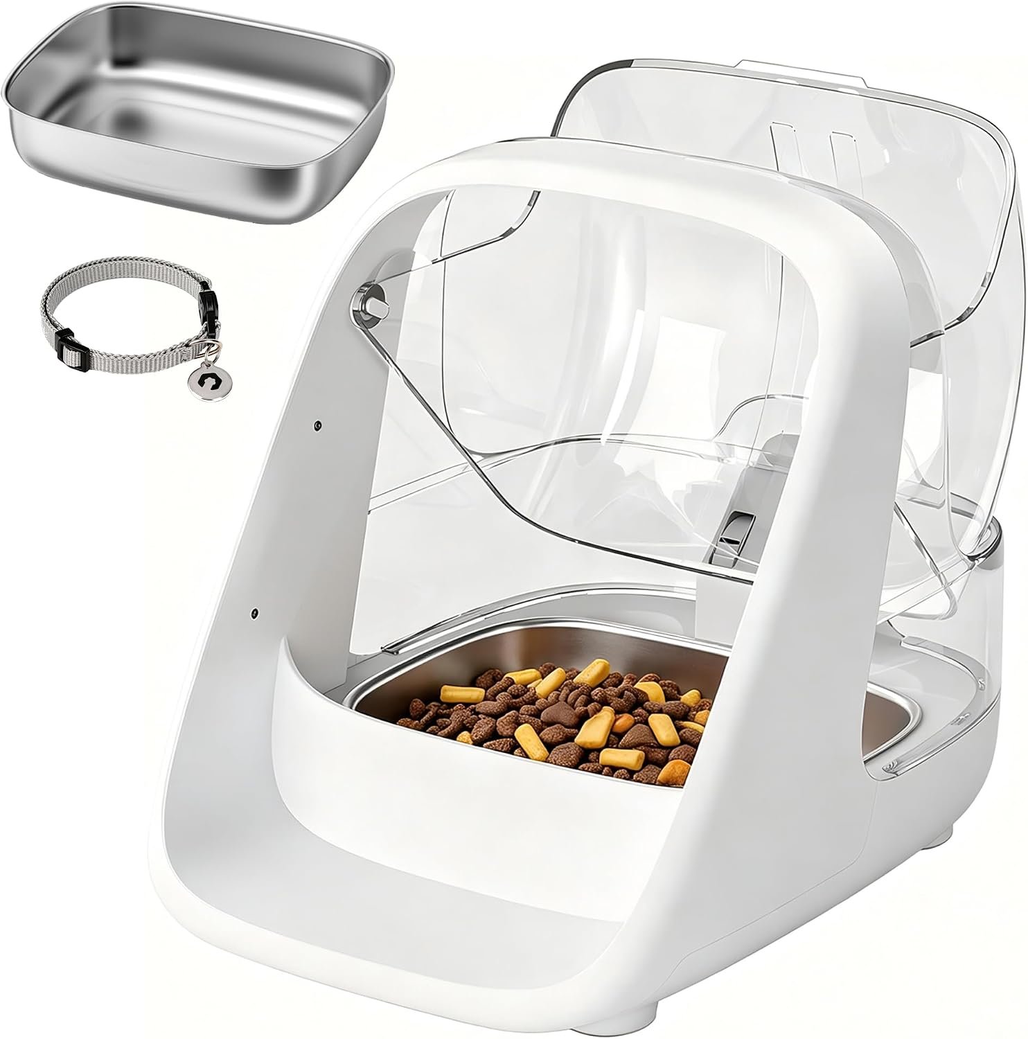 Microchip Pet Feeder – Rechargeable Selective-Automatic Cat Feeder with RFID & Microchip Recognition – Stainless Steel Bowl – Prevents Food Stealing in Multi-Cat Homes – for Wet and Dry Food