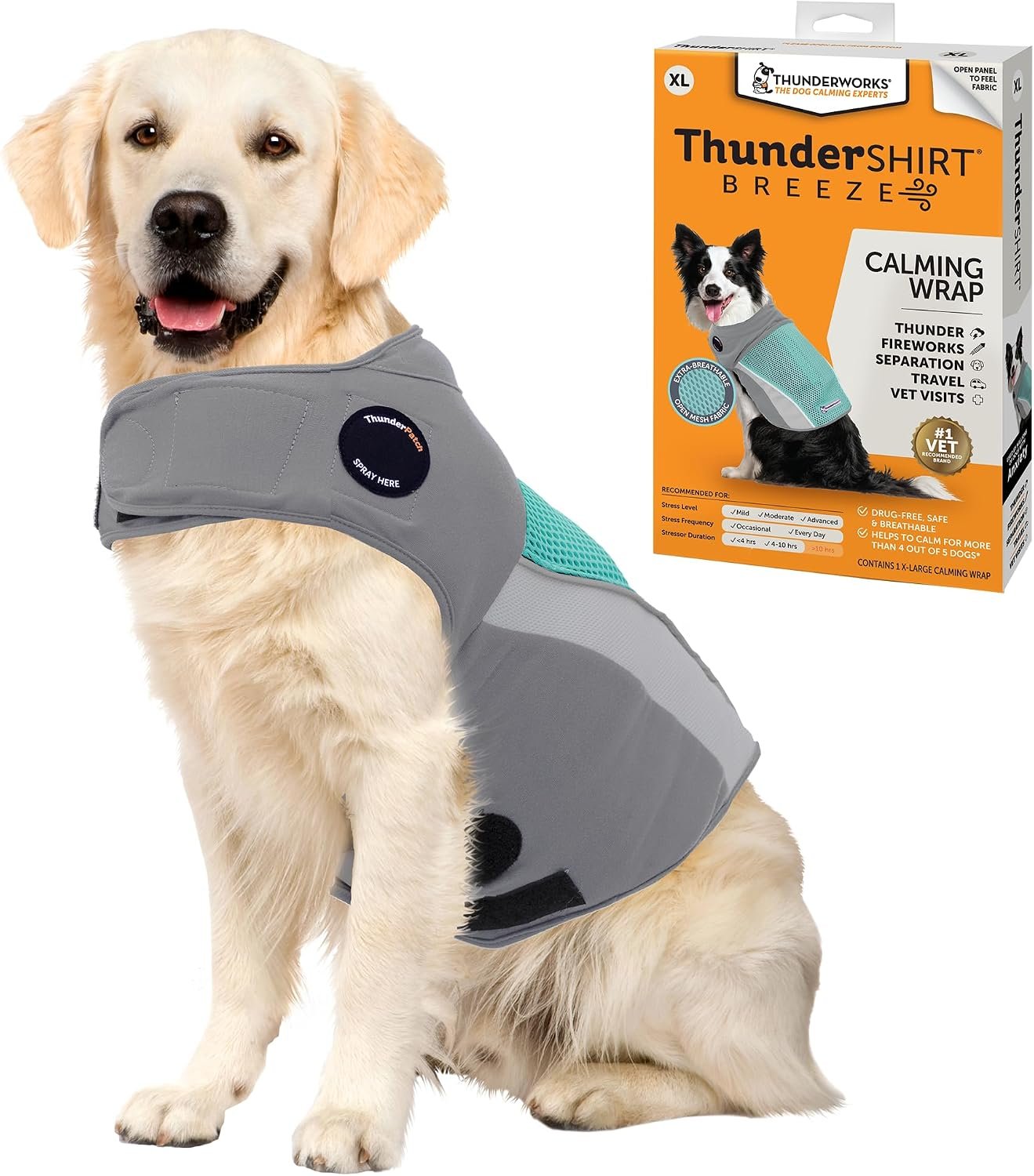ThunderShirt Breeze for Dogs Calming Anxiety Vest, X-Large, Aqua