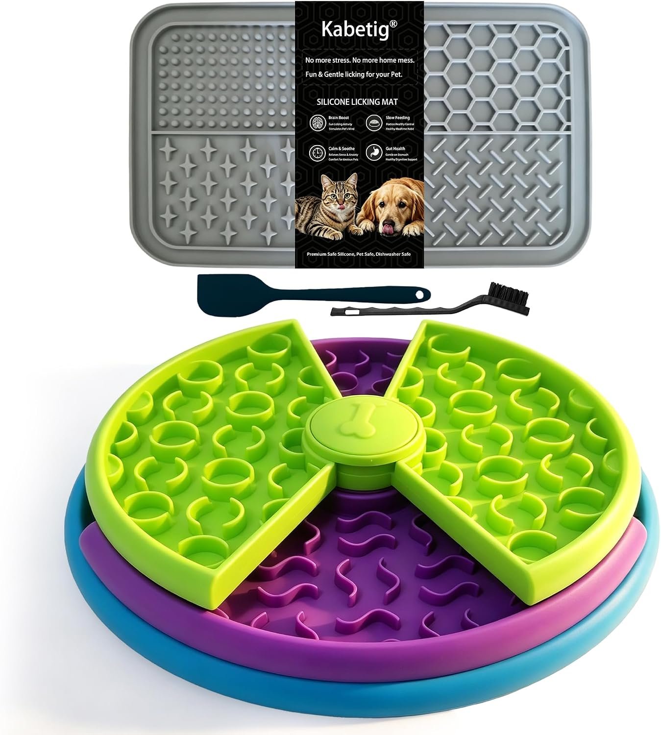 Slow Feeder Dog Bowl 3-Level Interactive Puzzle Feeder