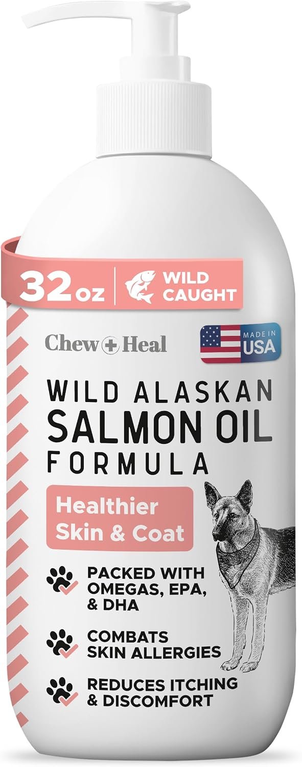 Wild Alaskan Salmon Oil for Dogs – 32 oz Omega 3 Fish Oil Formula