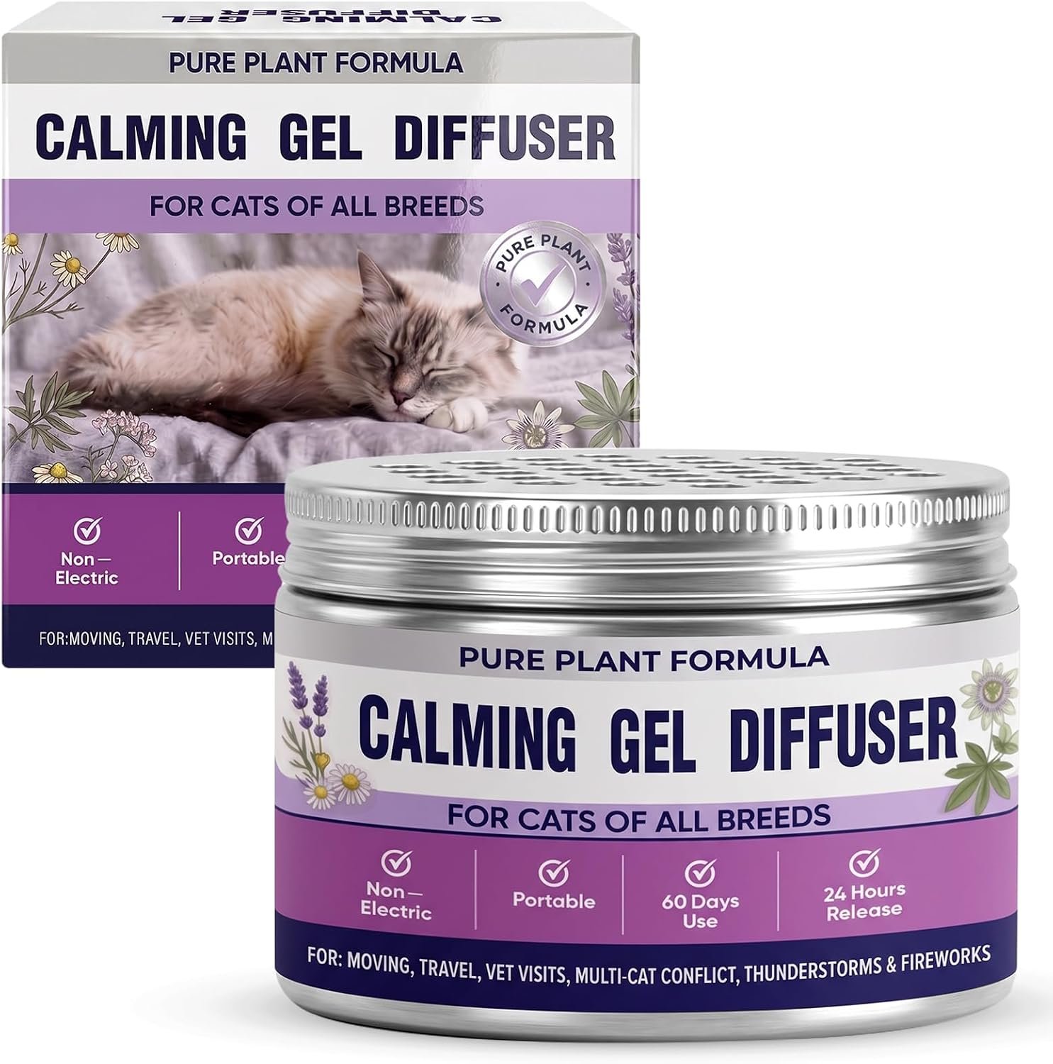 Young Living Cat Calming Pheromone Diffuser Gel Unscented Soothing Gel for Stress Relief Helps Manage Scratching Cordless & Portable for Home or Travel Lasting 2 Months