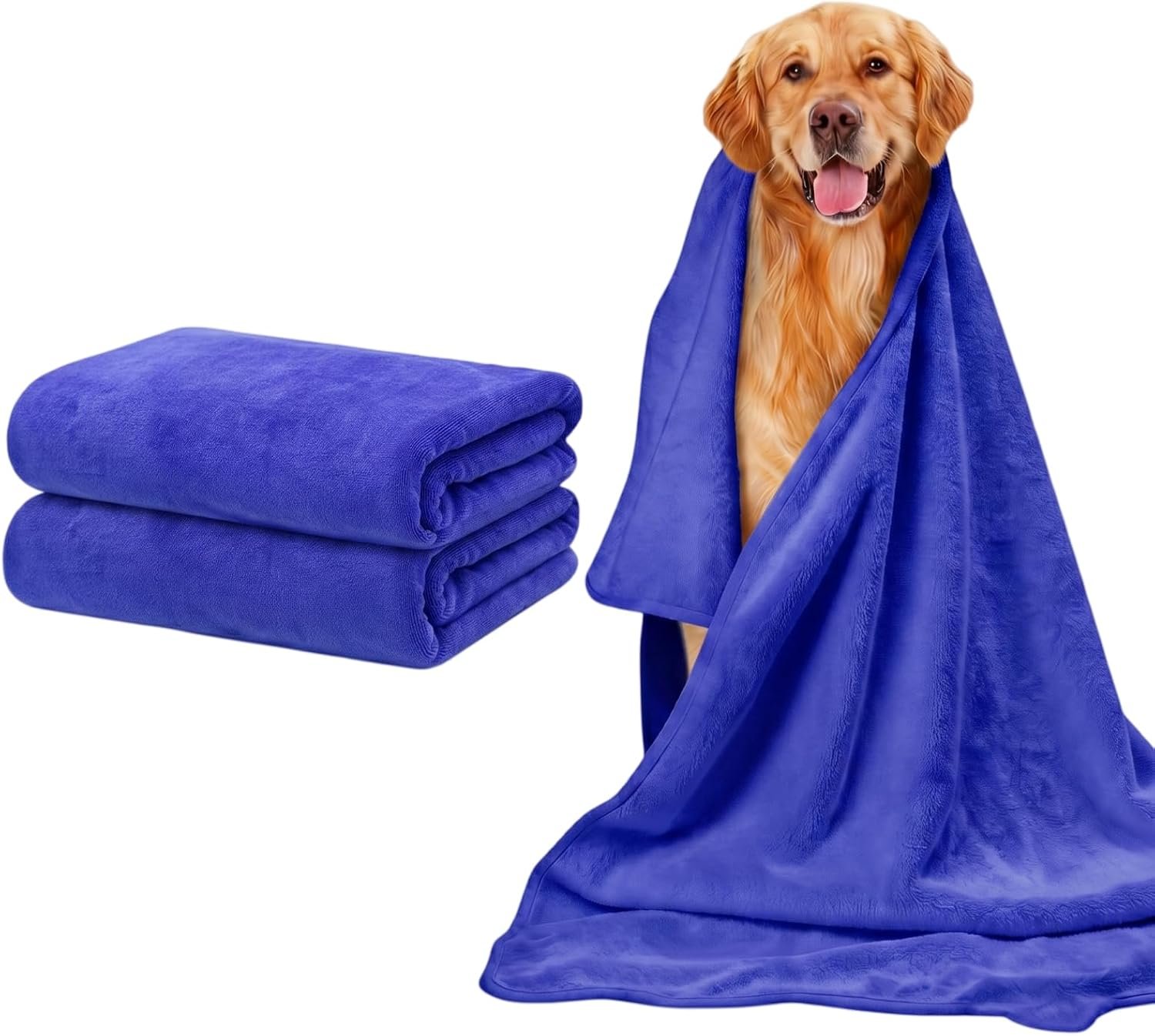 2 Pcs Microfiber Dog Towels for Drying Dogs Large, 55 X 27 Inch (blue)