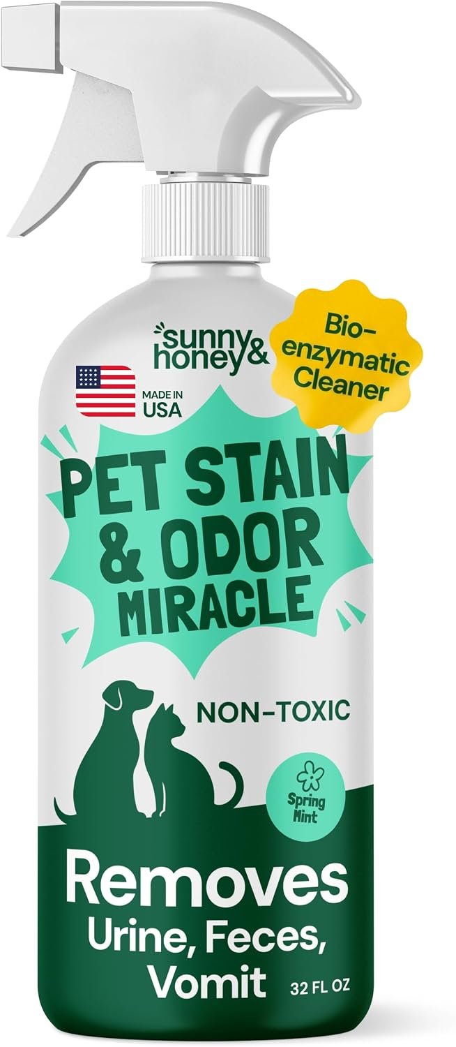 Sunny & Honey Pet Stain and Odor Remover Spray for Carpets, 32floz Mint