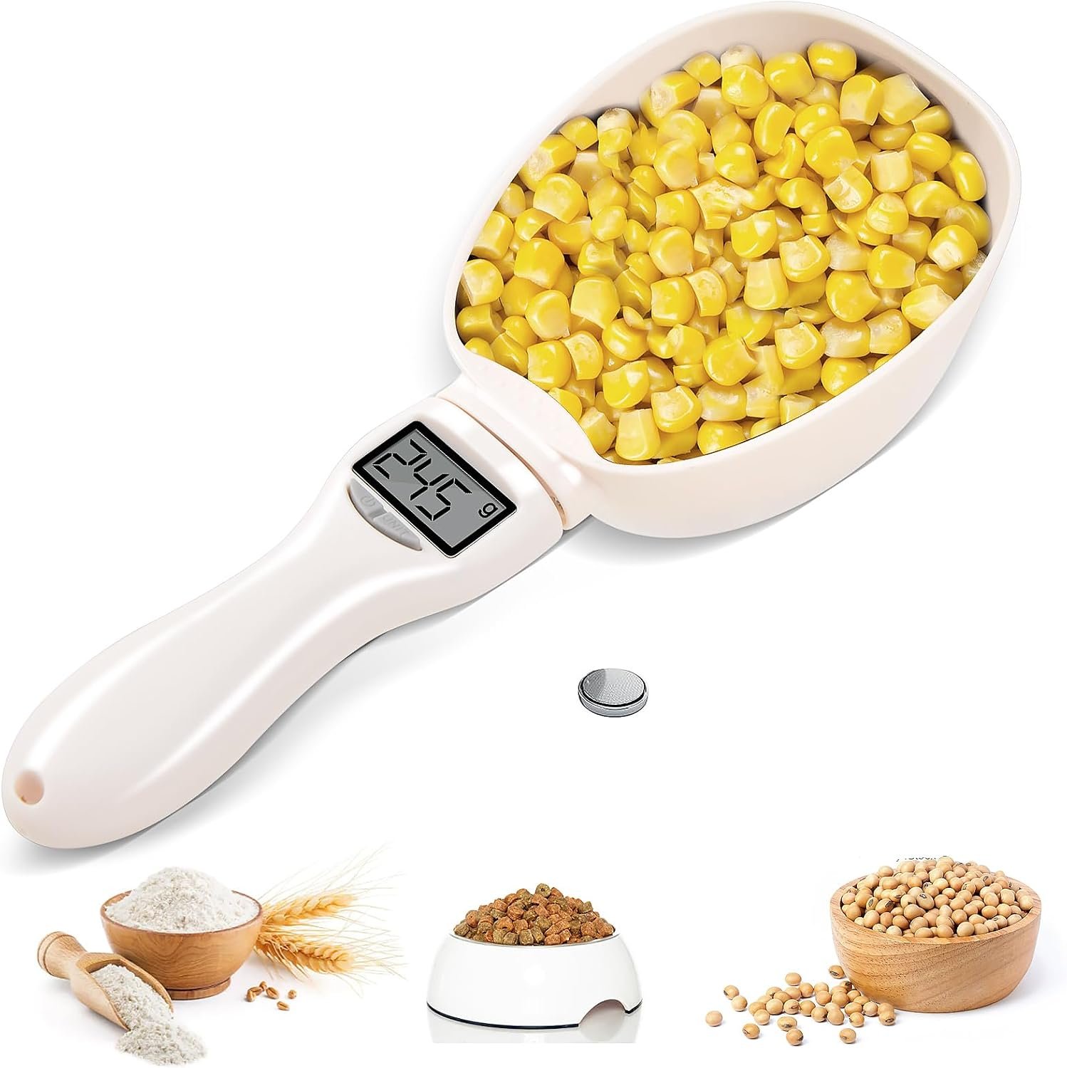 Digital Measuring Spoon, Weighing Food Measuring Scoop Scale, LCD Electronic Food Scale for Kitchen Gadget, Baking Cooking Coffee, Pet Dog Cat Food, 800g/1g High Precision Grams Measuring Cup Gifts