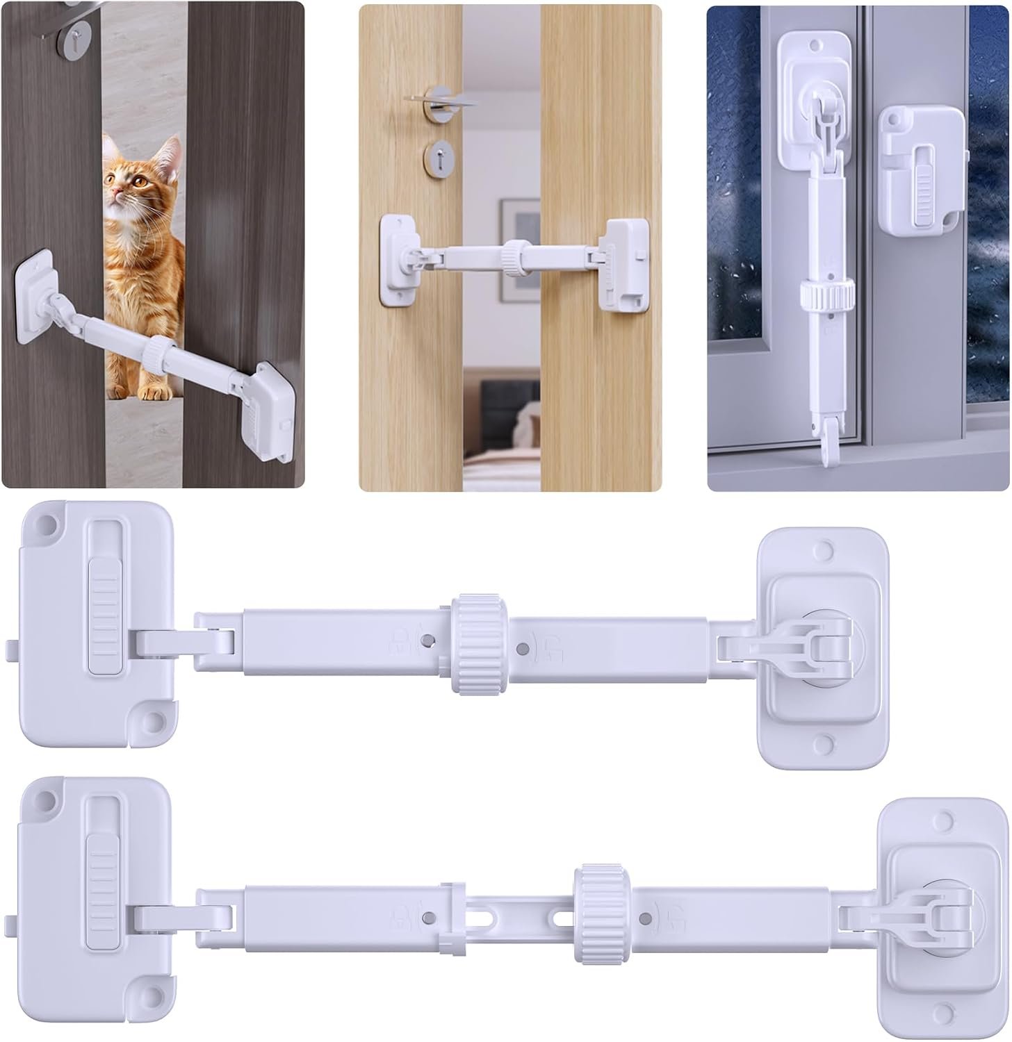 2-Pack Cat Door Latch, Keep Dogs Out of Litter Box, Adjustable