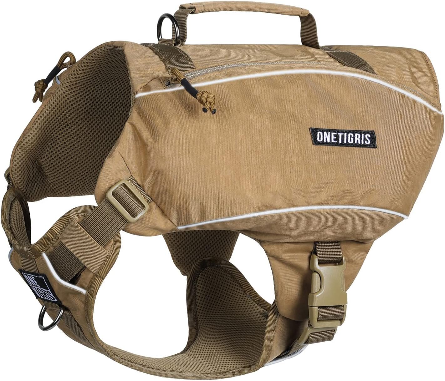 ONETIGRIS Y-Shaped Dog Backpack No Pull CAMLUS Dog Saddle Bag with D-Rings, Lightweight Dog Pack Hiking Gear for Dogs Hunting Camping Travel