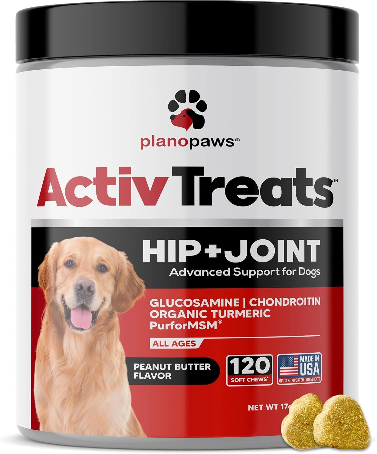 Glucosamine for Dogs Hip and Joint Supplement – Arthritis Support 120 Chews