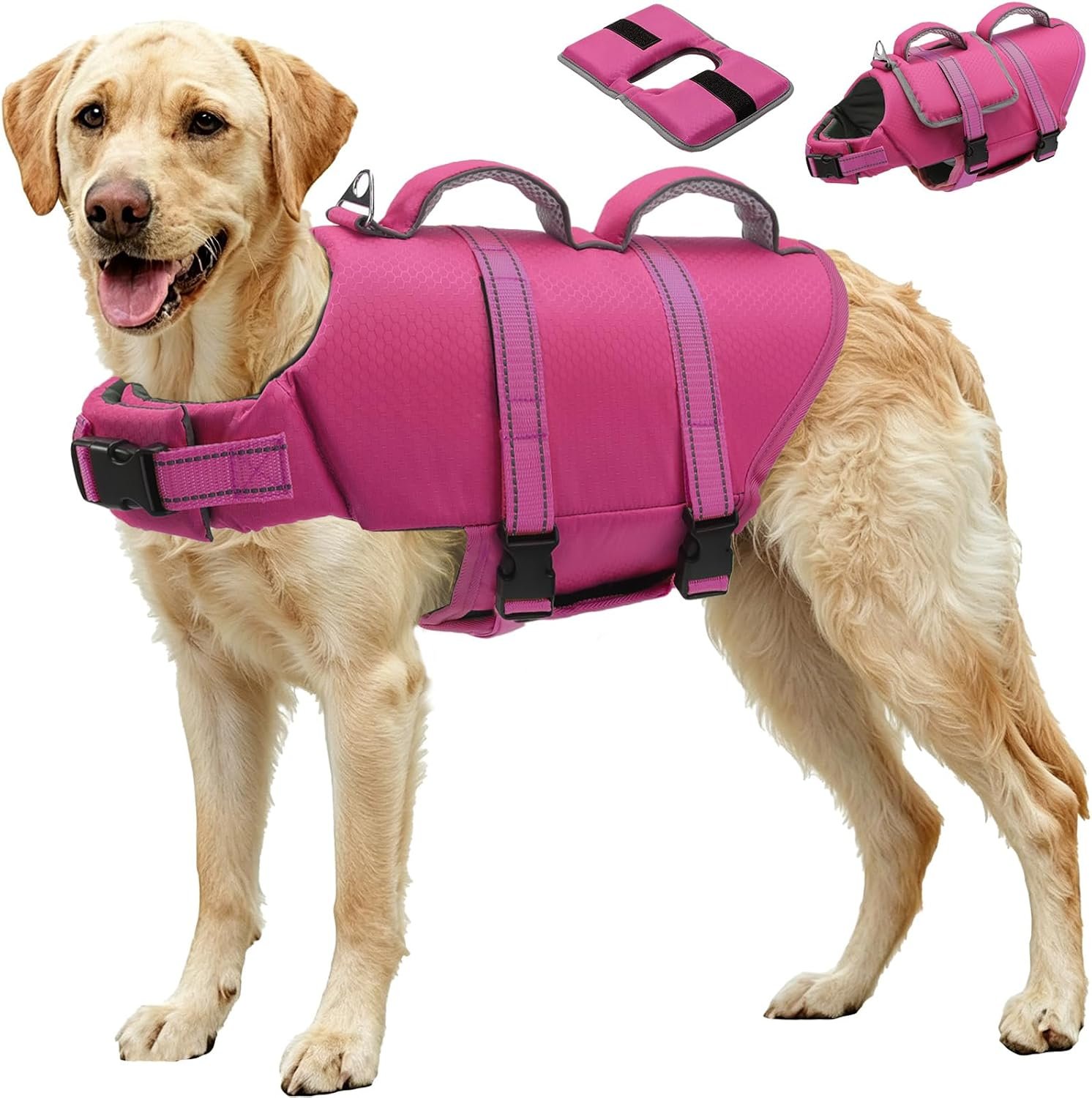 EMUST Dog Life Vest for Swimming, Dog Life Jacket with 2 Rescue Handles