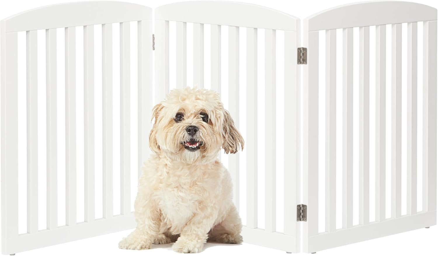 PAWLAND Wooden Freestanding Foldable Pet Gate for Dogs, 24 Inch H, 3 Panels