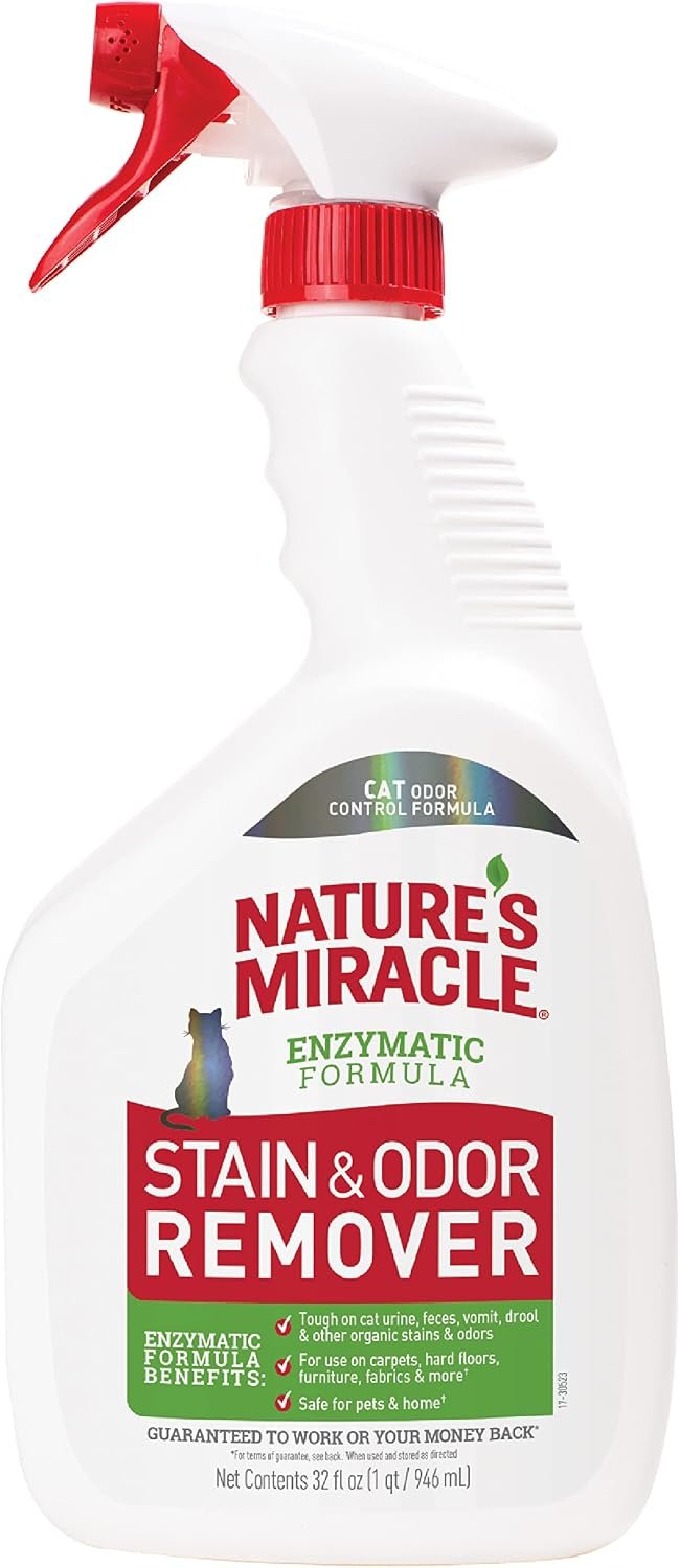 Nature’s Miracle Cat Stain and Odor Remover With New Odor Control Formula 32 Ounce Spray