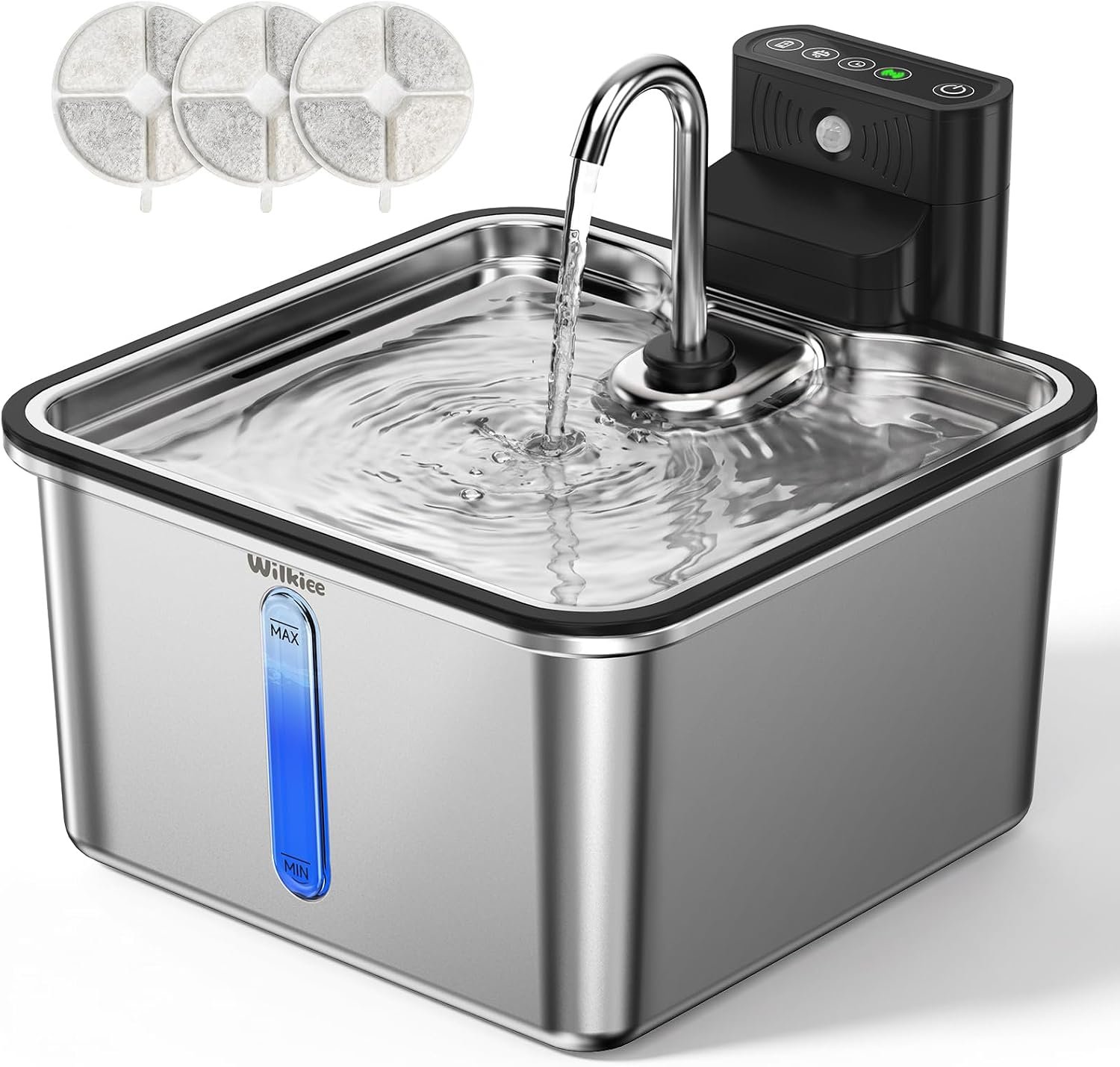 Cat Water Fountain Stainless Steel, 135oz/4L Cordless Pet Fountain for Cat