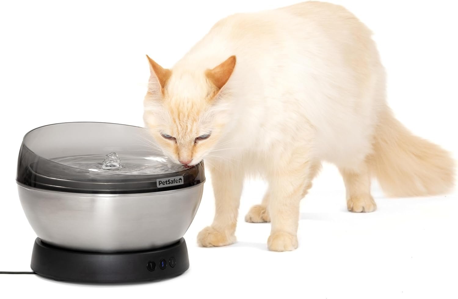 PetSafe HydroSphere 60 oz Stainless Steel Pet Fountain – Filtered Water Fountain for Cats and Small Dogs – Dishwasher Safe – Quiet, Wire-Free Pump – Easy to Clean