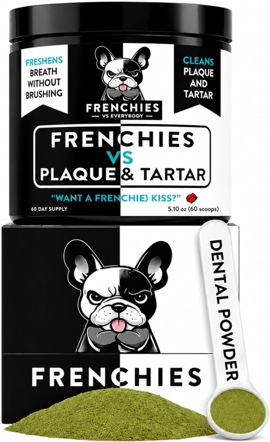 Frenchies vs Plaque & Tartar – Dog Dental Powder for Teeth Cleaning