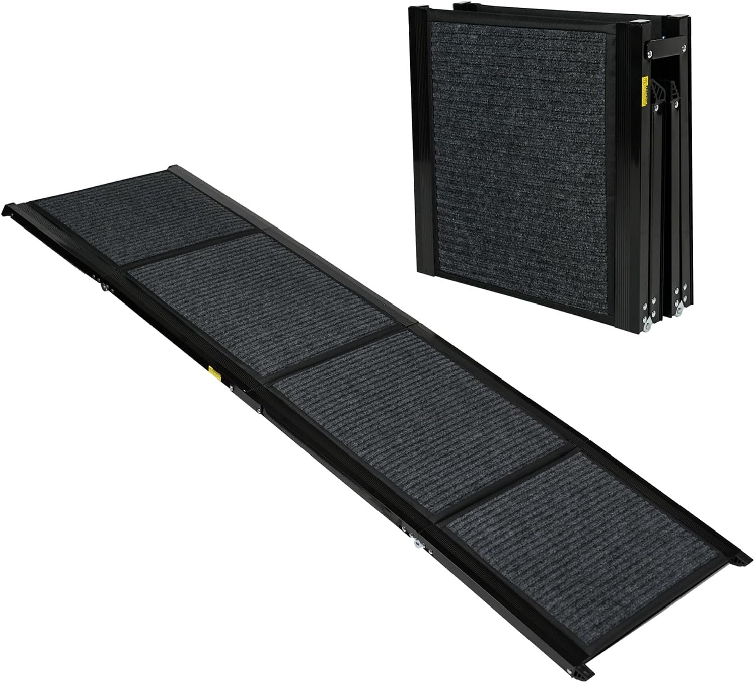 Ashfield & Harkness: Felt Dog Ramp – 63 x17, Black, Foldable & Portable, Metal Frame, Non-Slip, Stairs Alternative for Car-SUV-Truck, Pets 250lbs Cap