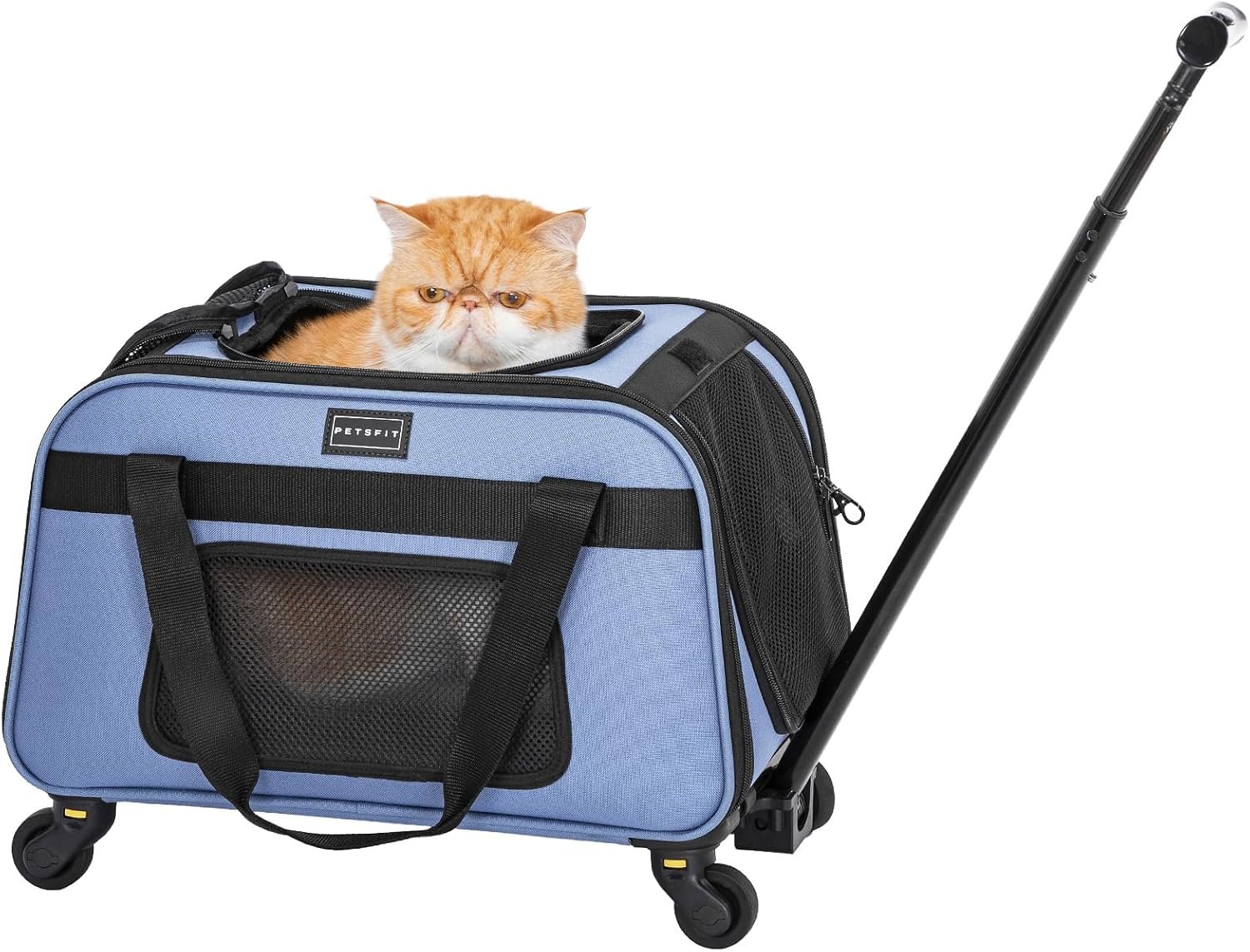 Petsfit Cat Carrier with Wheels, Removable Spinner Wheels, Up to 13 lb