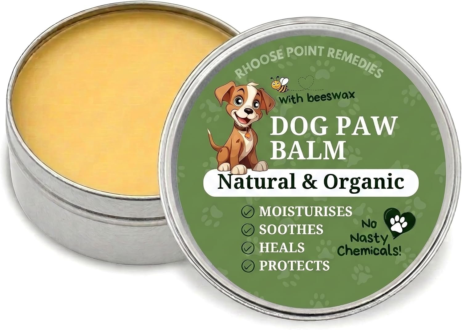 Lick Safe Dog Paw Balm – Softens, Heals, Soothes & Protects Dogs Paws, Noses & Skin. All Natural, Organic Ingredients. Lick-Safe Protection for Dogs with Beeswax (1 fl.oz – Starter Tin)