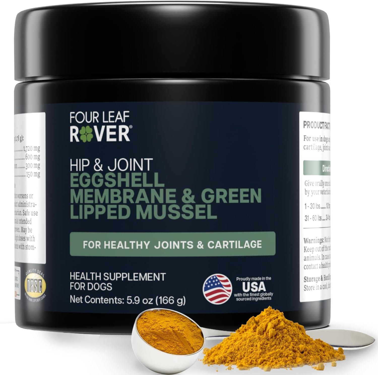 Four Leaf Rover Hip & Joint – Eggshell Membrane for Dogs, Curcumin, Mussel