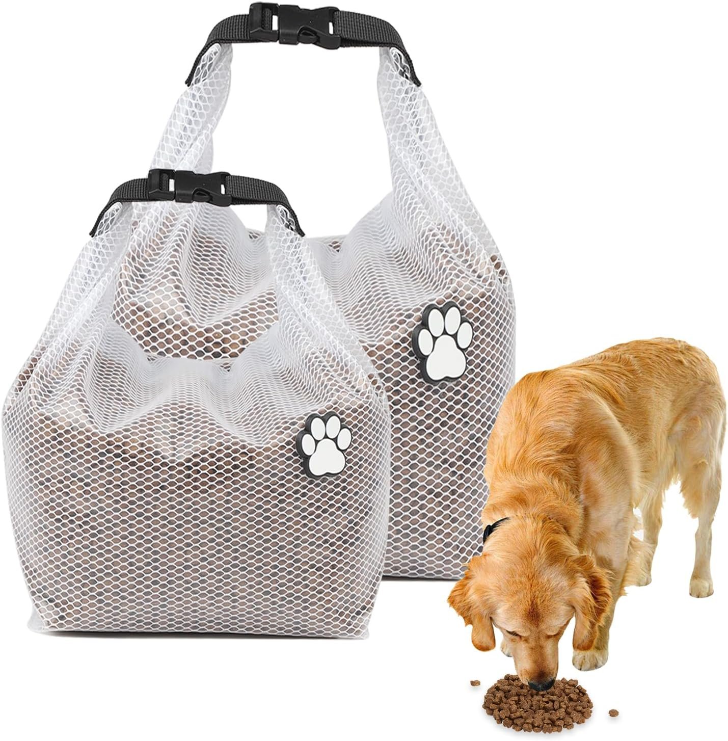 Dog Food Travel Bag 2Pack,Pet Travel Food Storage Container, Leakproof, Pet Safe,Foldable, for Maximum Freshness, for RV Road Trips, Camping, Longterm Dog Boarding Gear Accessories/white