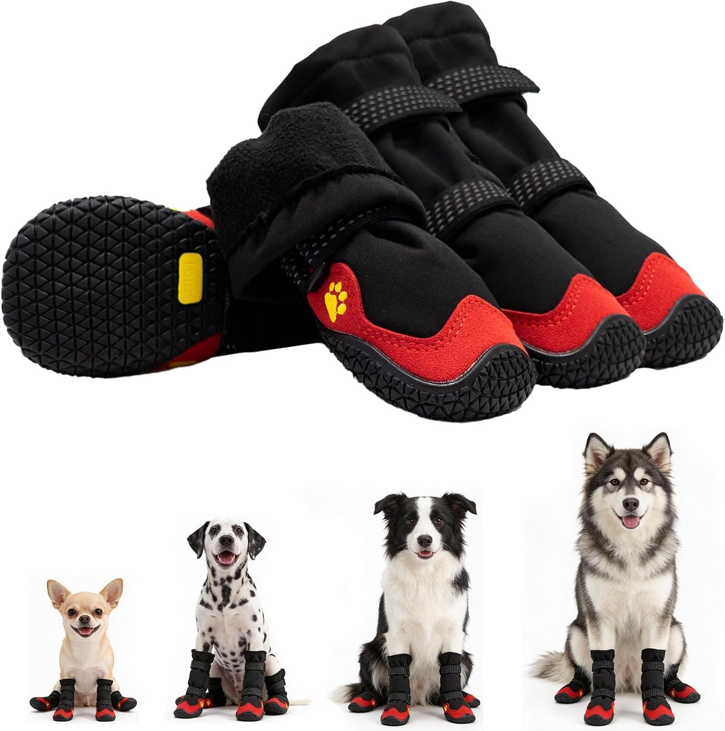 Dog Boots for Winter Snow &Hiking, High Top Protectors Black Size 7