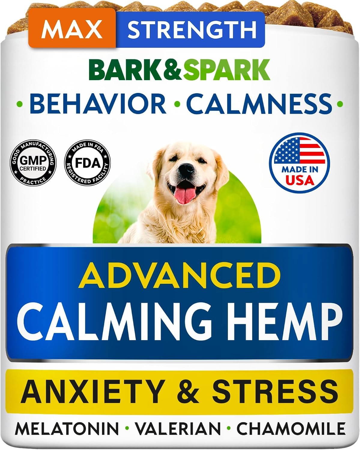 BARK&SPARK Hemp Calming Treats for Dogs – Stress, Anxiety Relief Treats