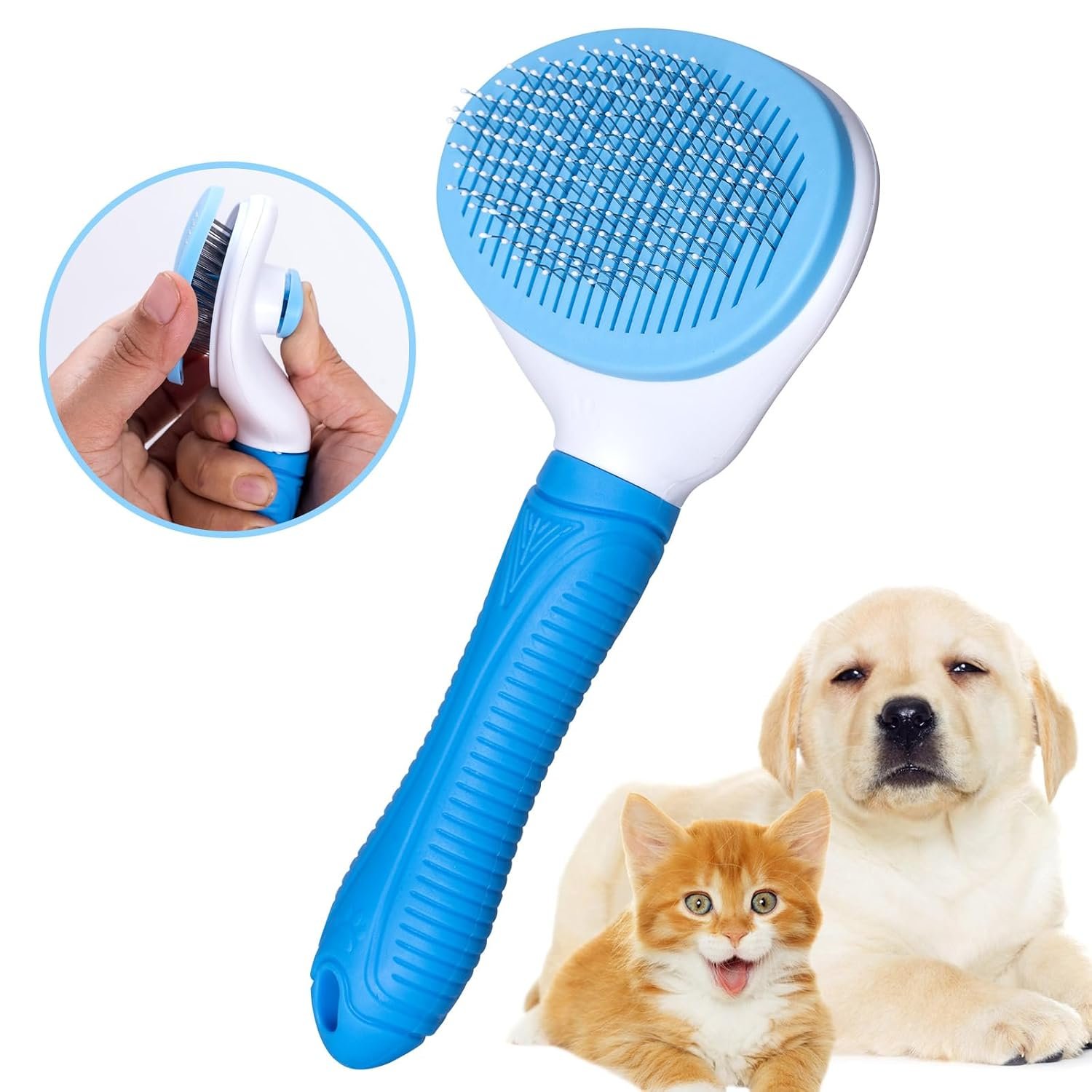 Aogeili Self‑Clean Slicker Brush for Dogs, Cats & Rabbits, 7.87 x 4.13 in