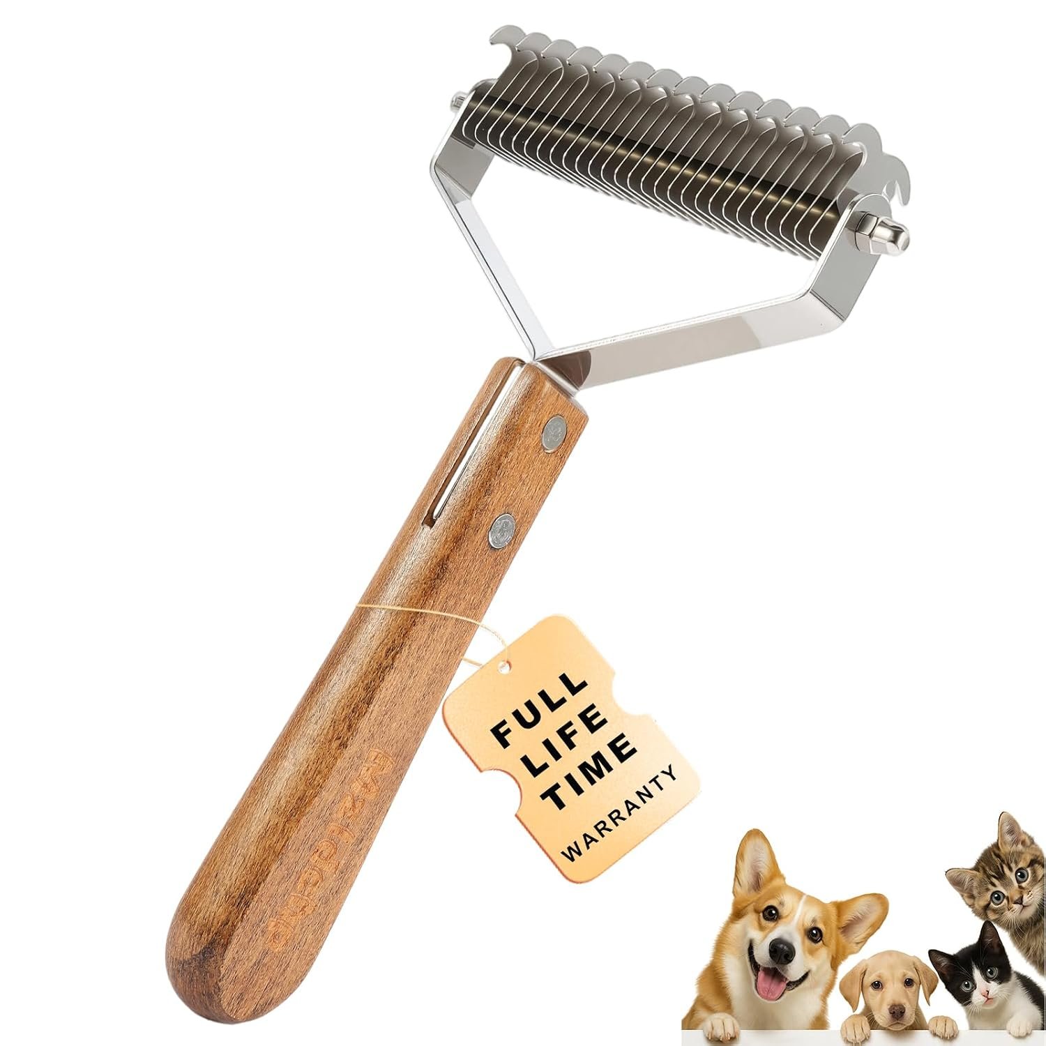 Extra Large 2-Sided Wooden Pet Comb for Dogs & Cats