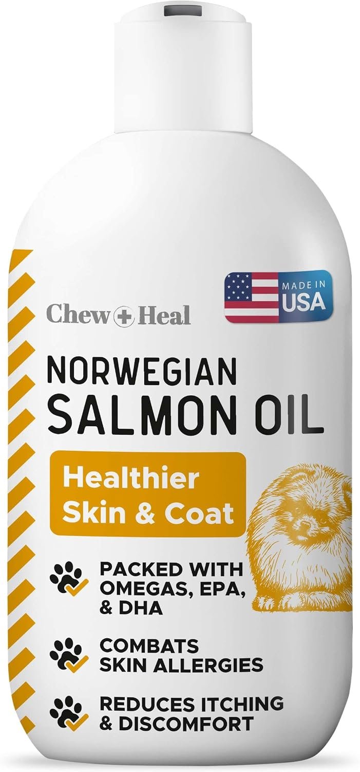 Salmon Oil for Dogs – Premium Fish Oil for Skin and Coat Health – Omega 3 Supplement – Supports Itchy Skin – 8 oz Liquid – Norwegian Dog Salmon Oil – Essential Dog Supplement