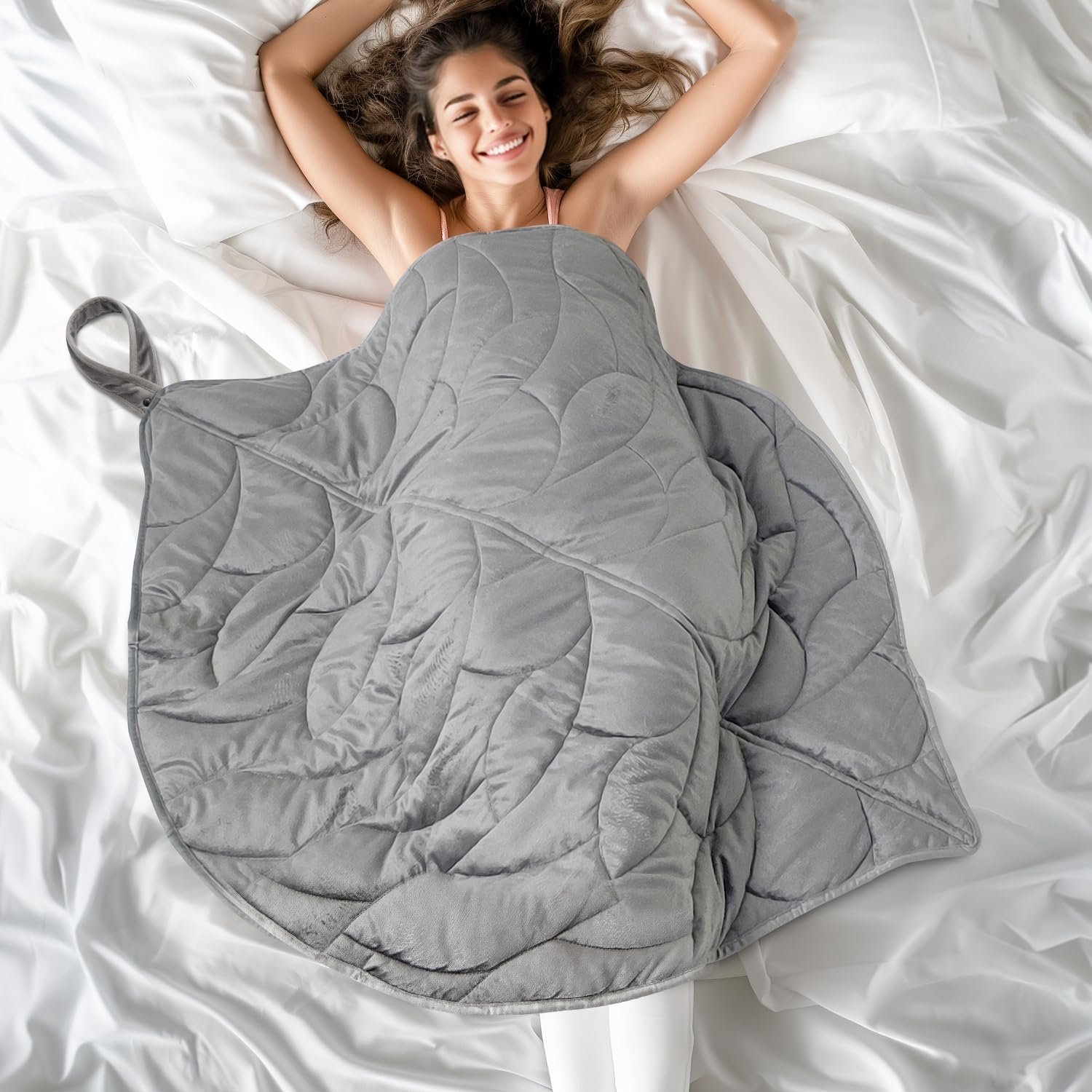 Weighted Lap Blanket 7 lbs 41″ x 53″- Gifts for Mom Women Wife, Cozy Luxury Velvet Small Weighted Blankets,Portable Travel Blankets for Adults,All-Season Blanket Relaxation Gift, Grey